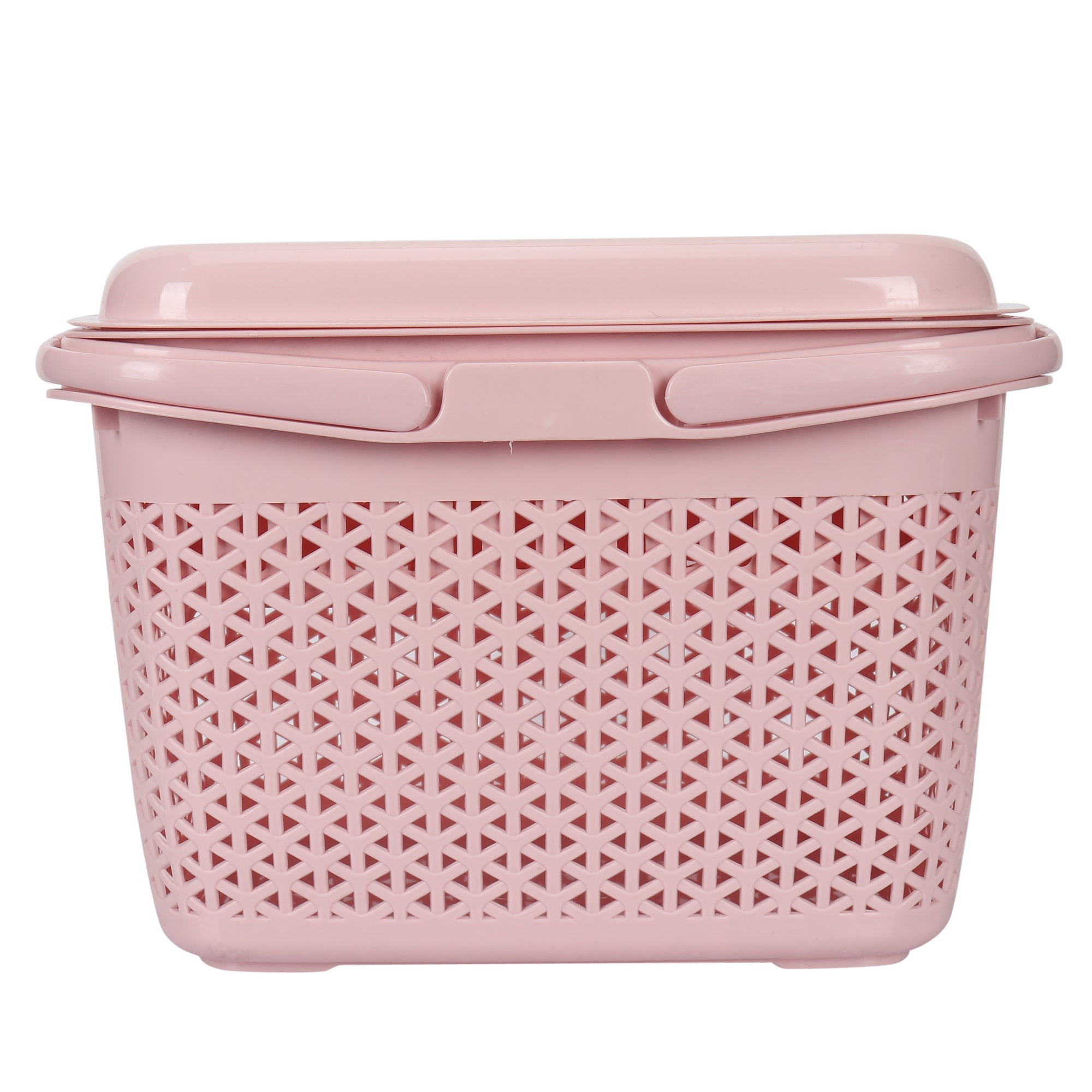 Plastic Lunch Basket with Lid & Fruit/Cutlery Tray for Office, Home and Picnic Use. (14x9x10 Inch)