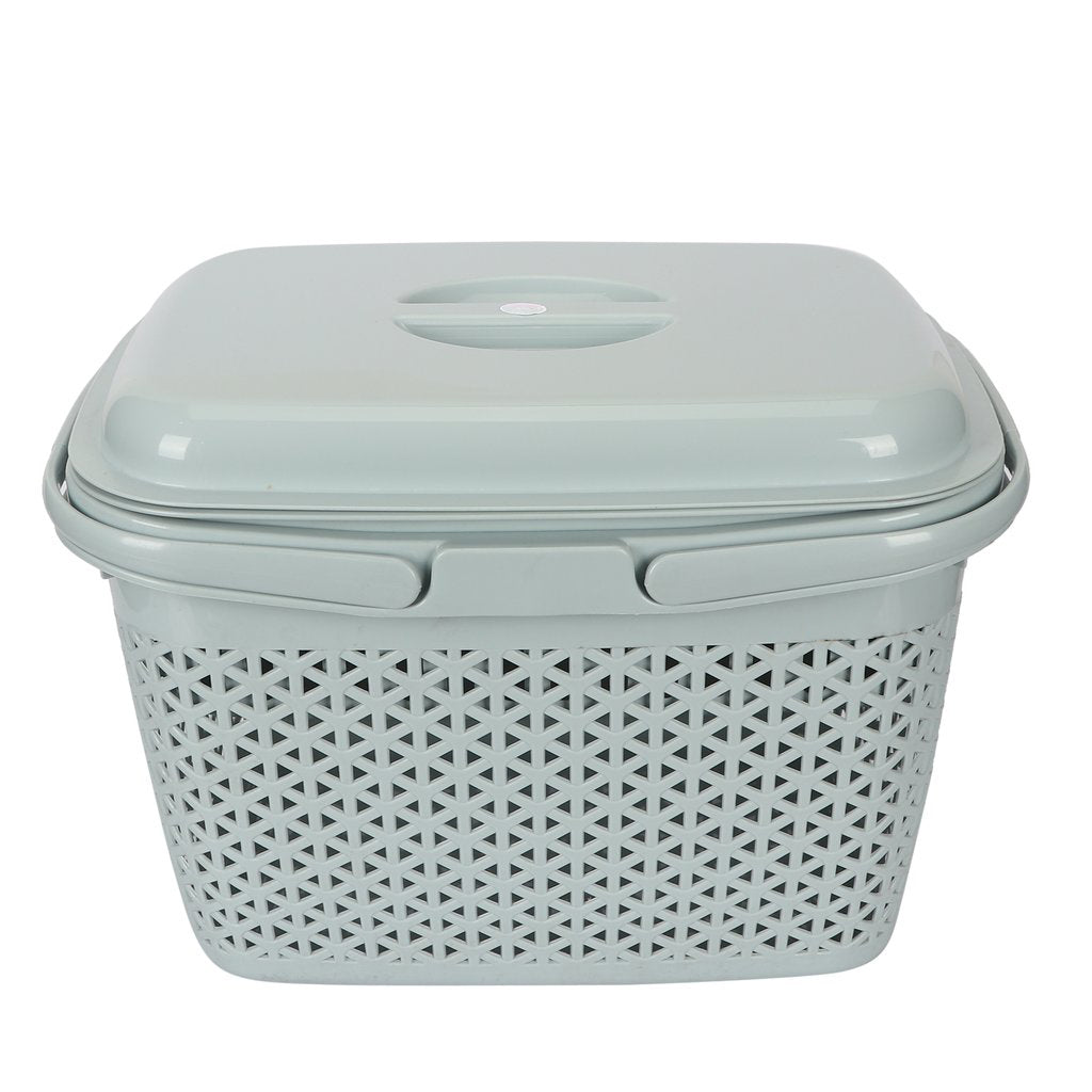 Plastic Lunch Basket with Lid & Fruit/Cutlery Tray for Office, Home and Picnic Use