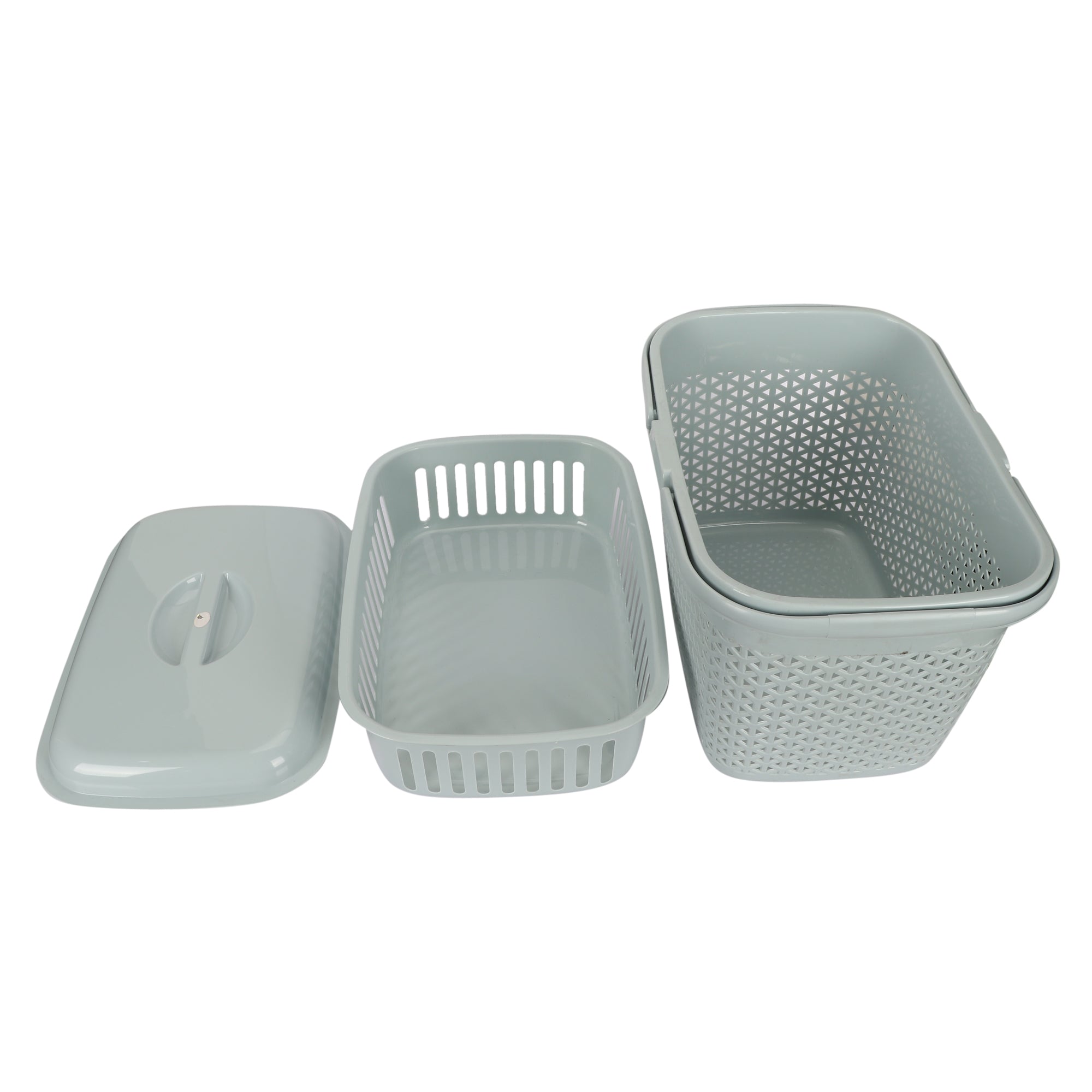 Plastic Lunch Basket with Lid & Fruit/Cutlery Tray for Office, Home and Picnic Use