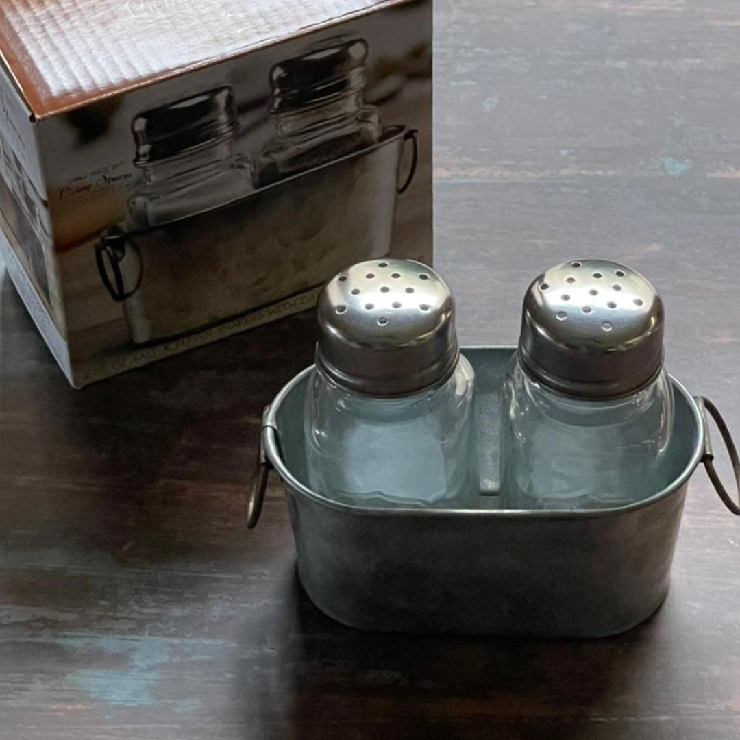 Salt and Pepper in Galvanized metal Tub 80ml