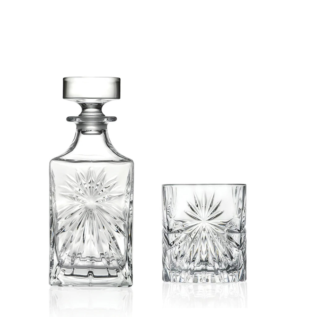 RCR(Made In Italy) Oasis Crystal Whisky Decanter 850 ML with 6 Glasses(7 PC Set)