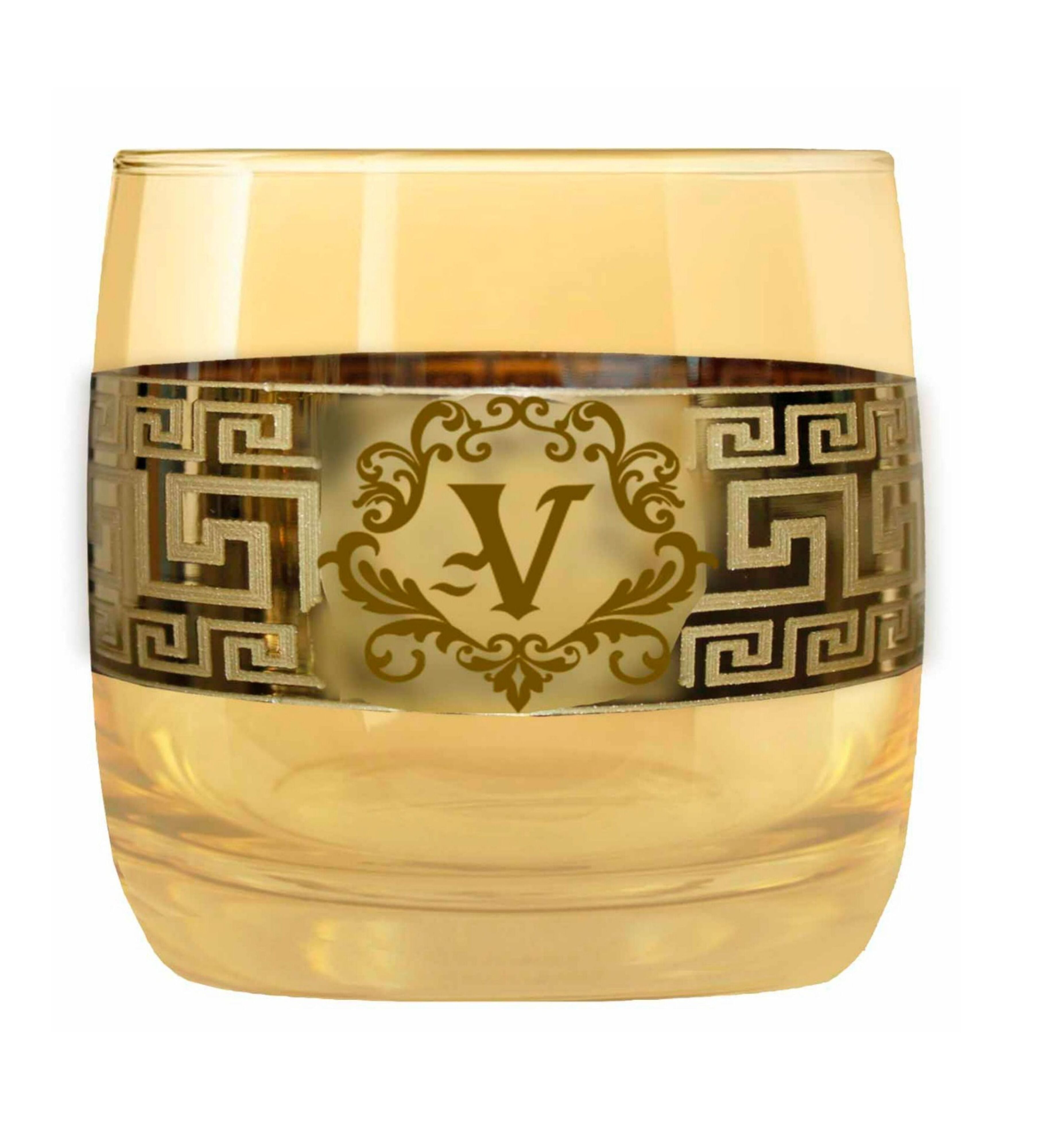 Hand Crafted Gold Luster & Gold Decal 300 ML Glasses for Home and Kitchen - Ideal Gift for Housewarming
