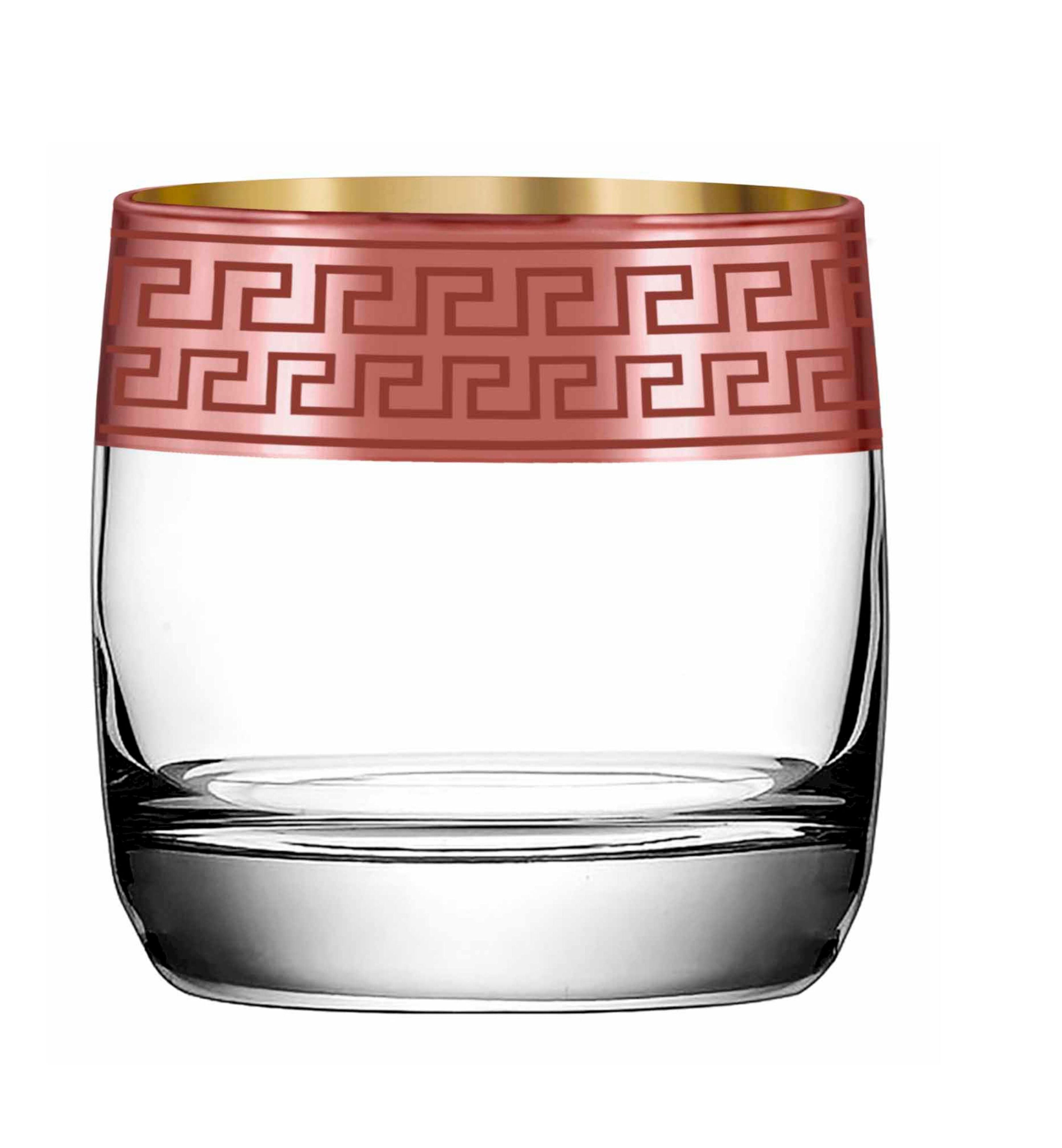 Hand Crafted Rose Gold Decal 300 ML Glasses for Home and Kitchen - Ideal Gift for Housewarming