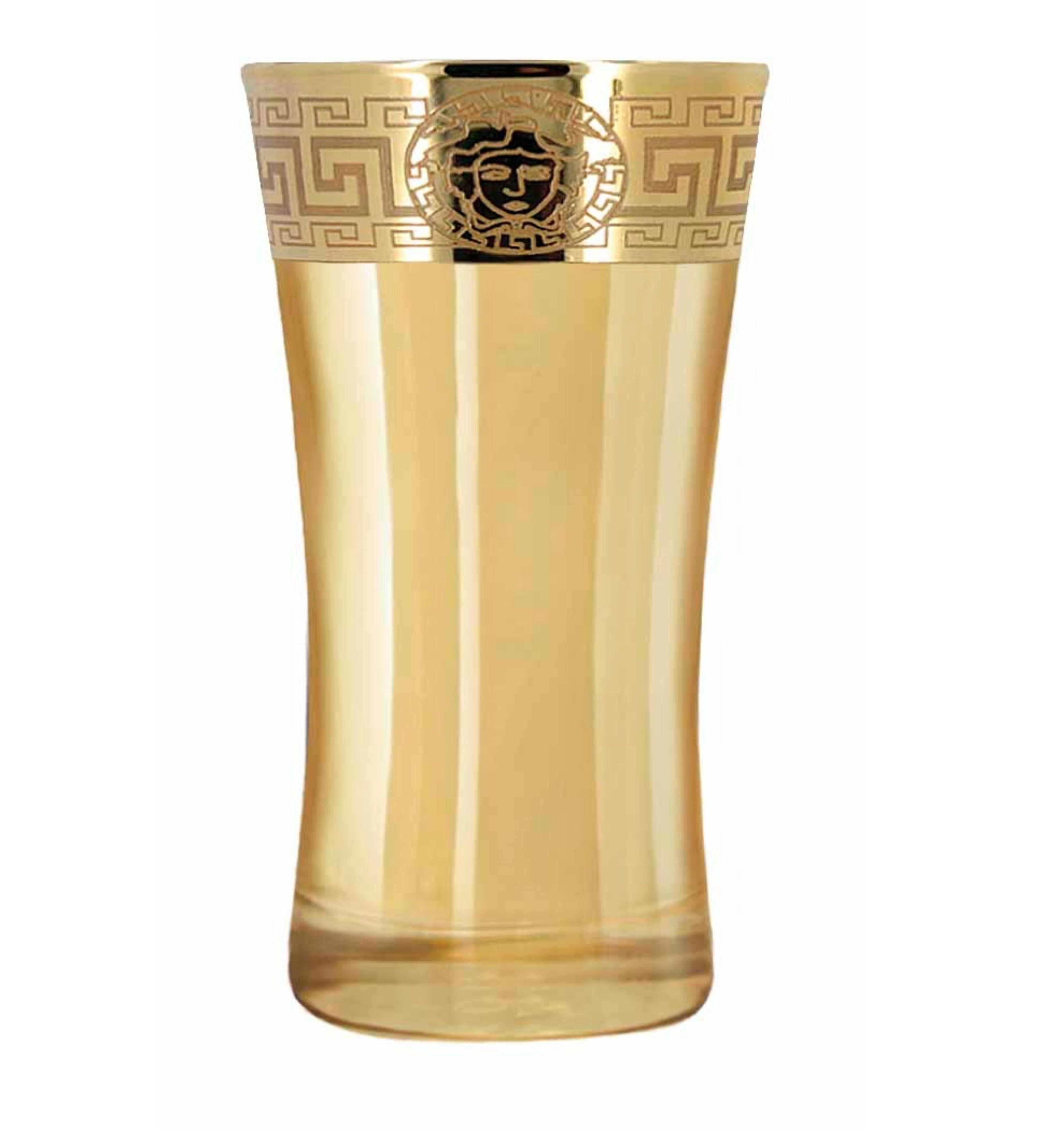 Hand Crafted Gold Luster & Gold Decal 300 ML Long Glasses for Home and Kitchen - Ideal Gift for Housewarming