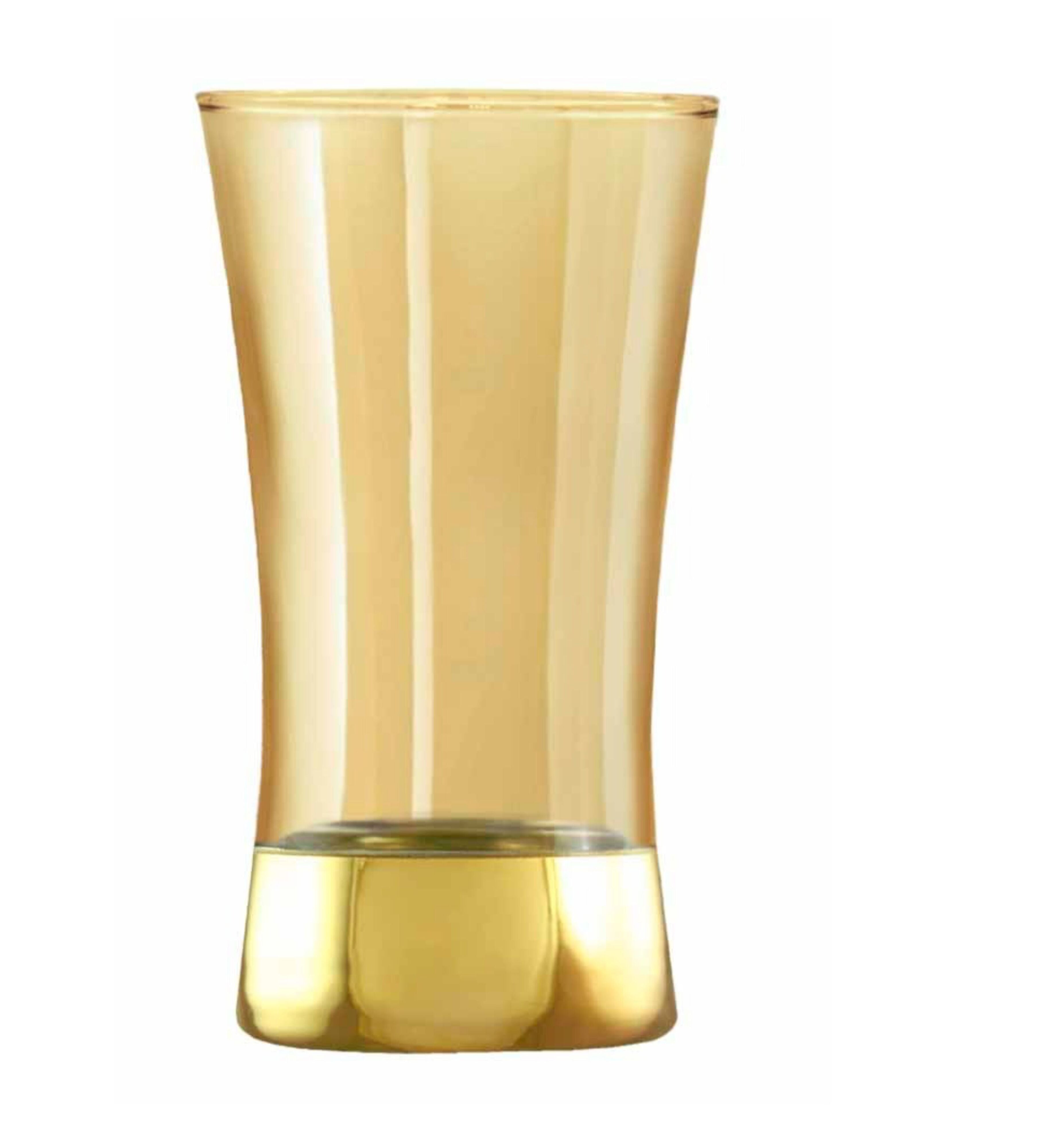 Hand Crafted Gold Luster & Gold Decal 300 ML Long Glasses for Home and Kitchen - Ideal Gift for Housewarming