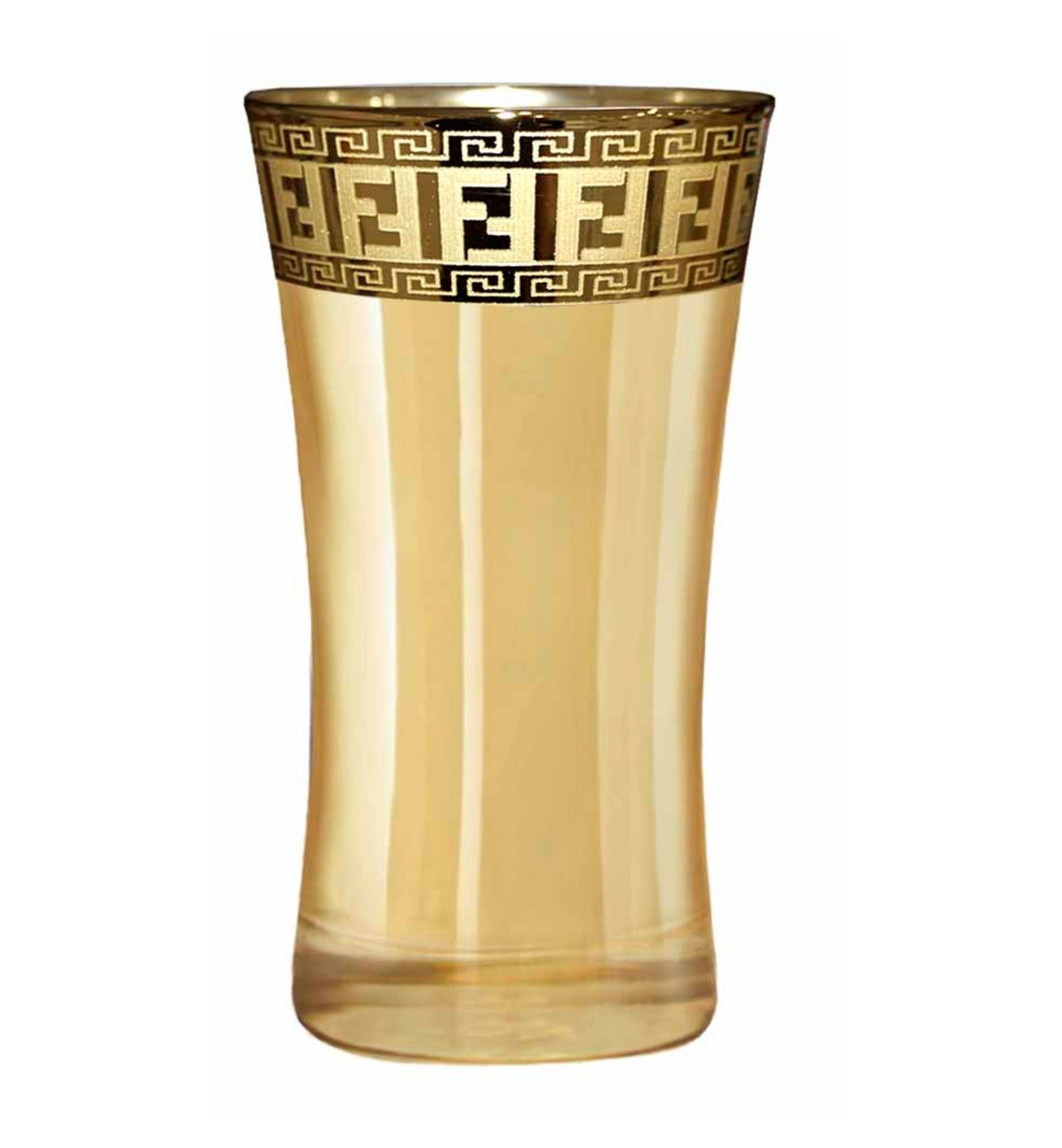 Hand Crafted Gold Luster & Gold Decal 300 ML Long Glasses for Home and Kitchen - Ideal Gift for Housewarming