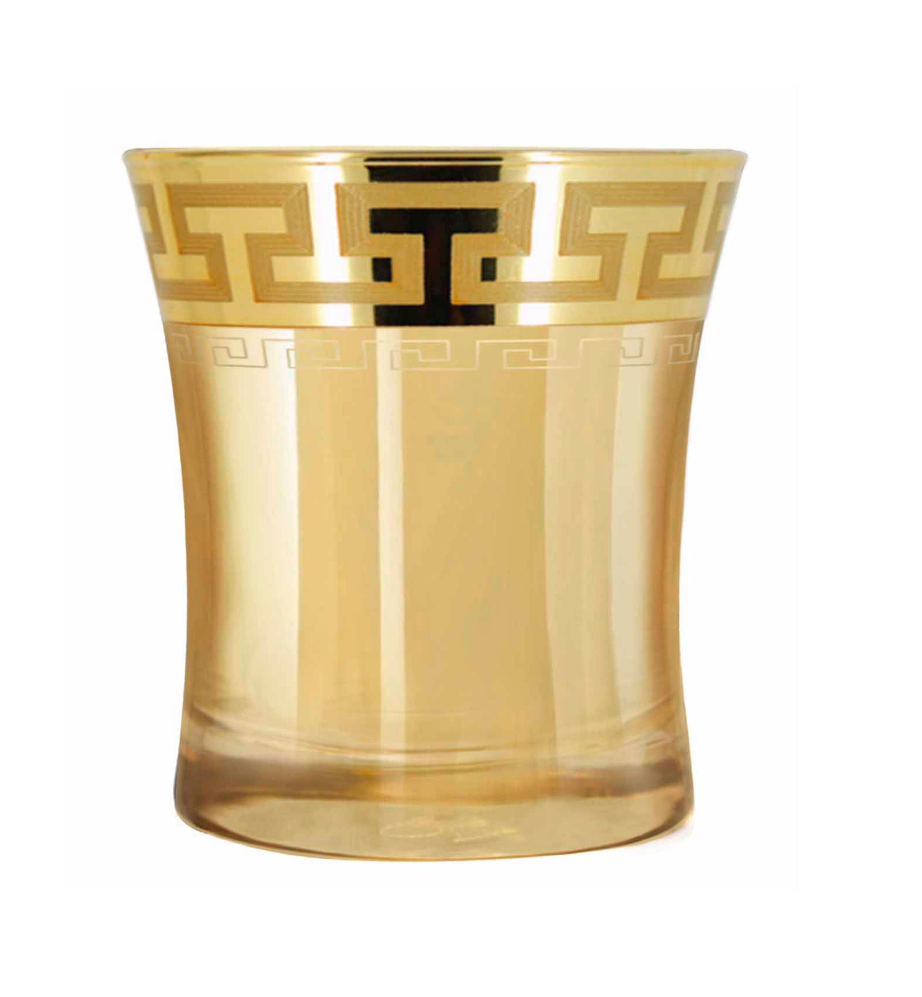 Hand Crafted Gold Luster & Gold Decal 240 ML Glass for Home and Kitchen - Ideal Gift for Housewarming