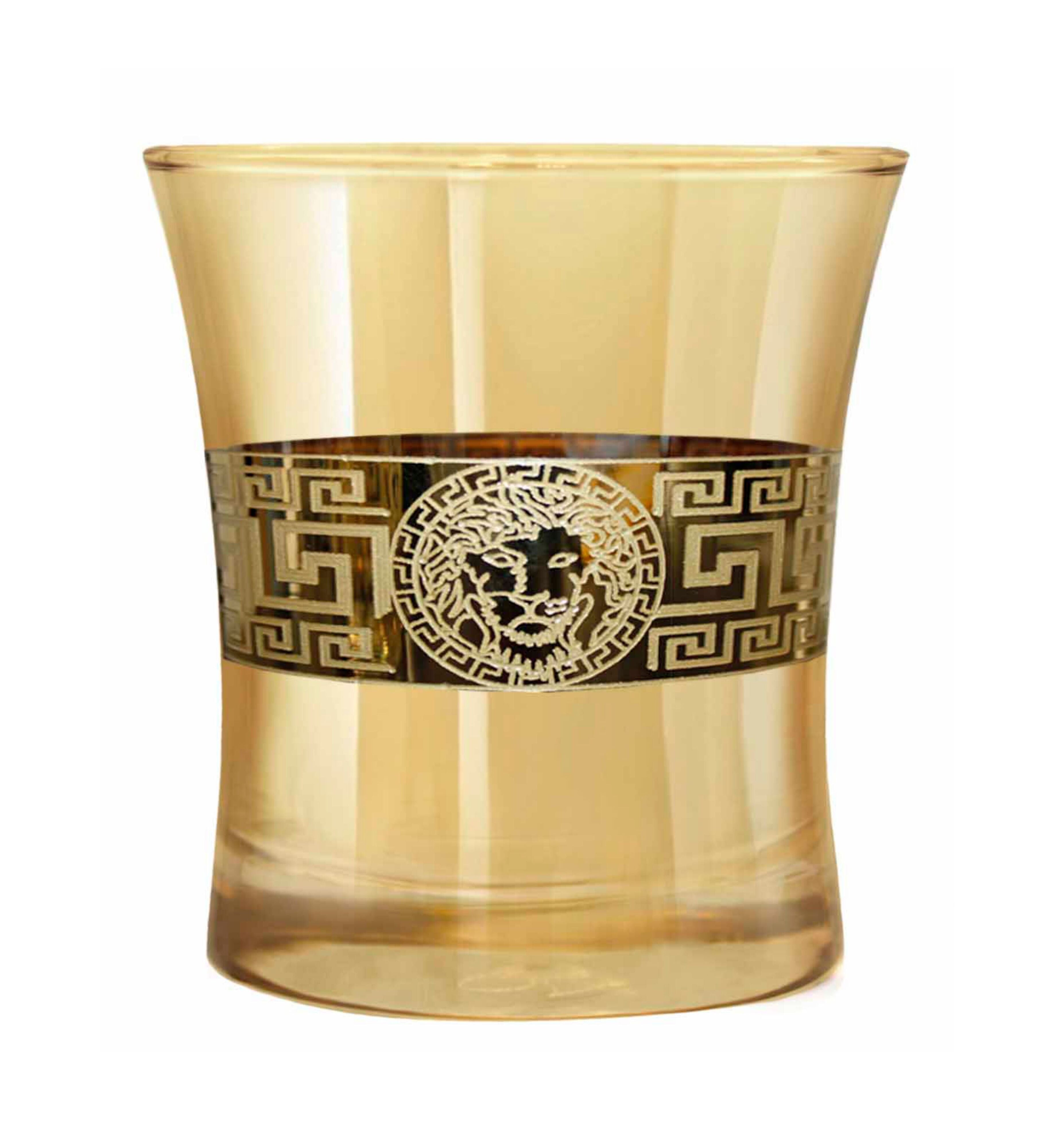 Hand Crafted Gold Luster & Gold Decal 240 ML Glasses for Home and Kitchen - Ideal Gift for Housewarming