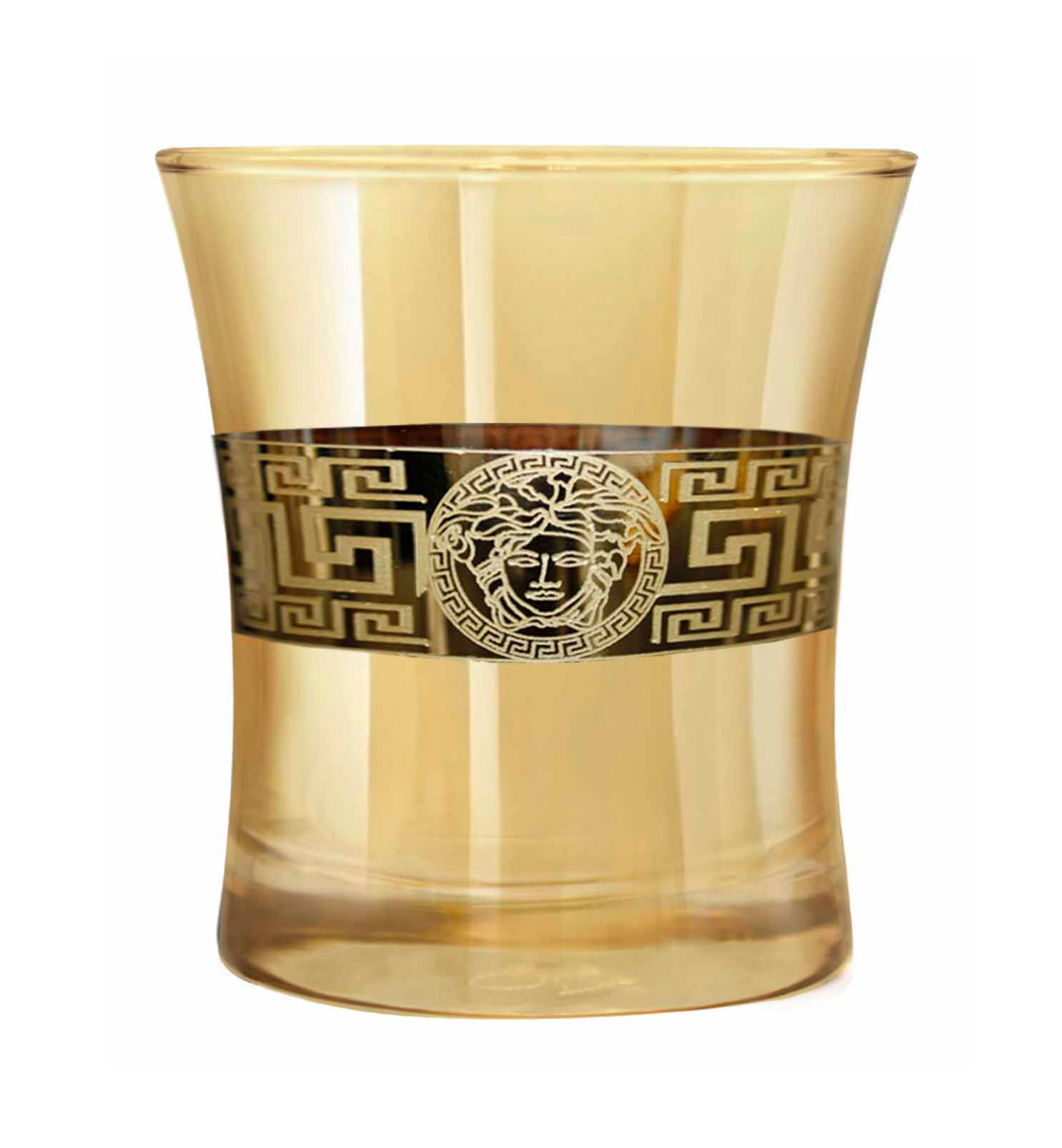 Hand Crafted Gold Luster & Gold Decal 240 ML Glasses for Home and Kitchen - Ideal Gift for Housewarming