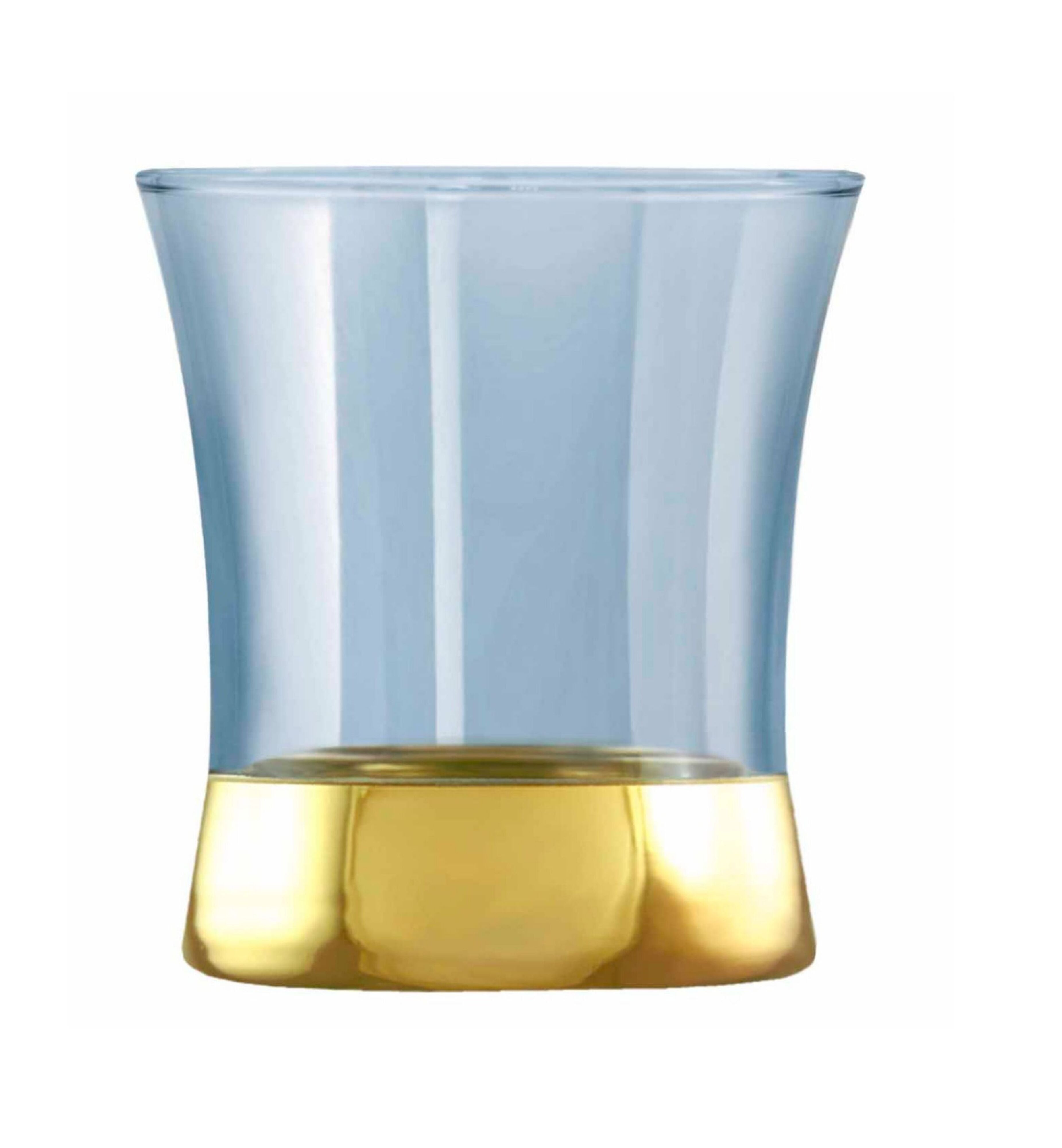 Hand Crafted Blue Luster & Gold Decal 240 ML Glasses for Home and Kitchen - Ideal Gift for Housewarming