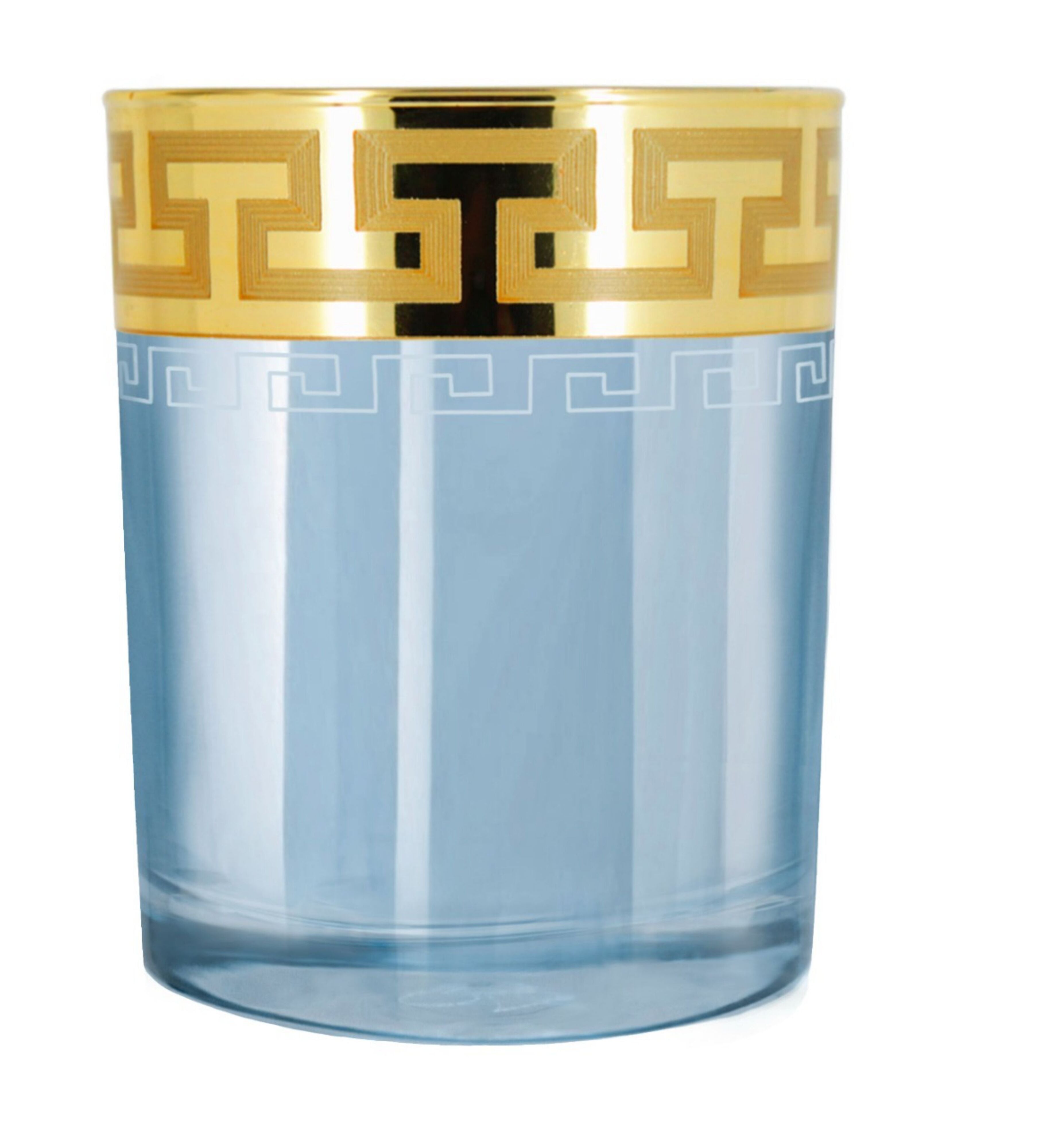 Hand Crafted Blue Luster & Gold Decal 260 ML Glasses for Home and Kitchen - Ideal Gift for Housewarming