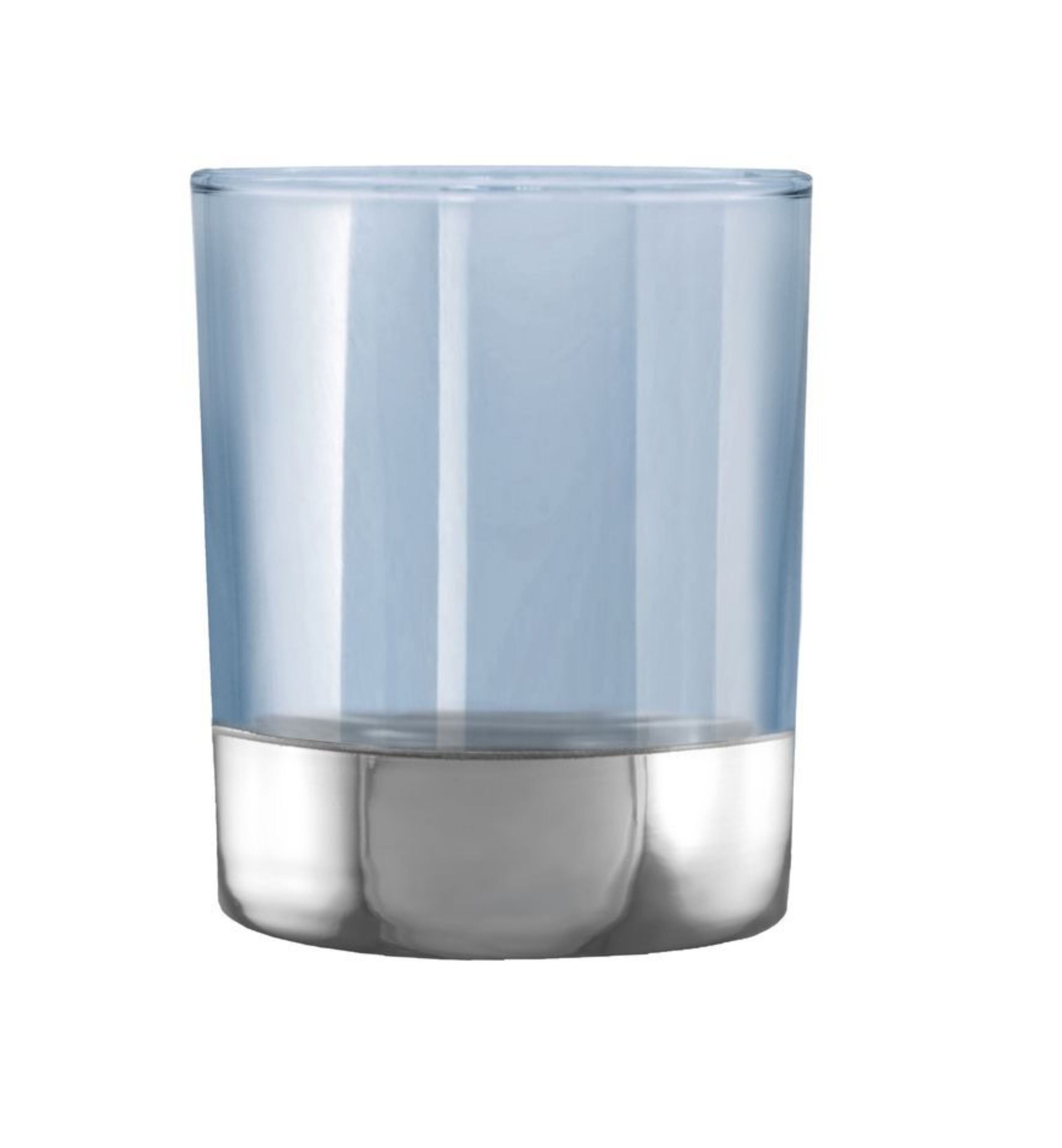 Hand Crafted Blue Luster & Silver Decal 260 ML Glasses for Home and Kitchen - Ideal Gift for Housewarming