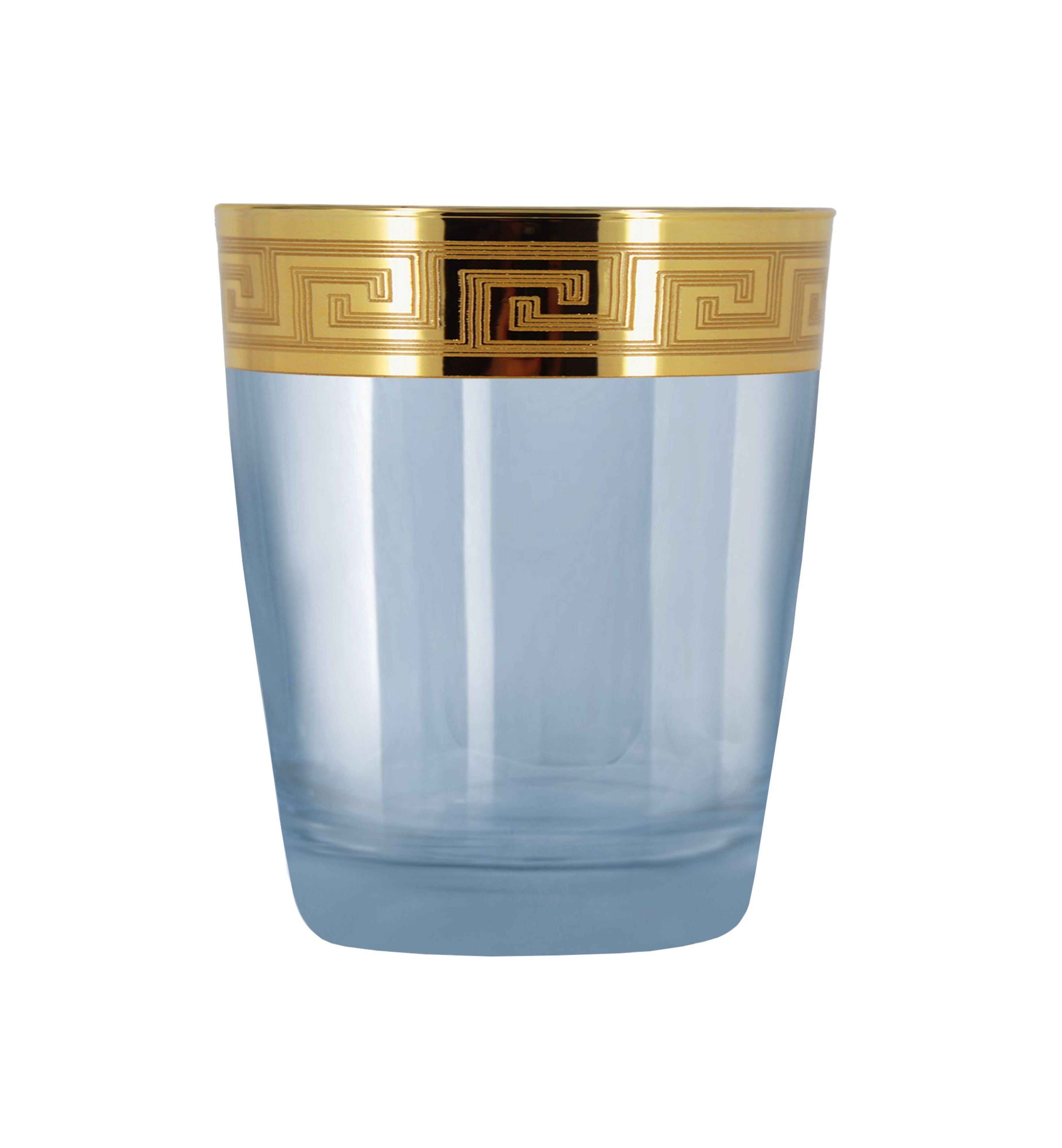 Hand Crafted Blue Luster & Gold Decal 260 ML Glasses for Home and Kitchen - Ideal Gift for Housewarming
