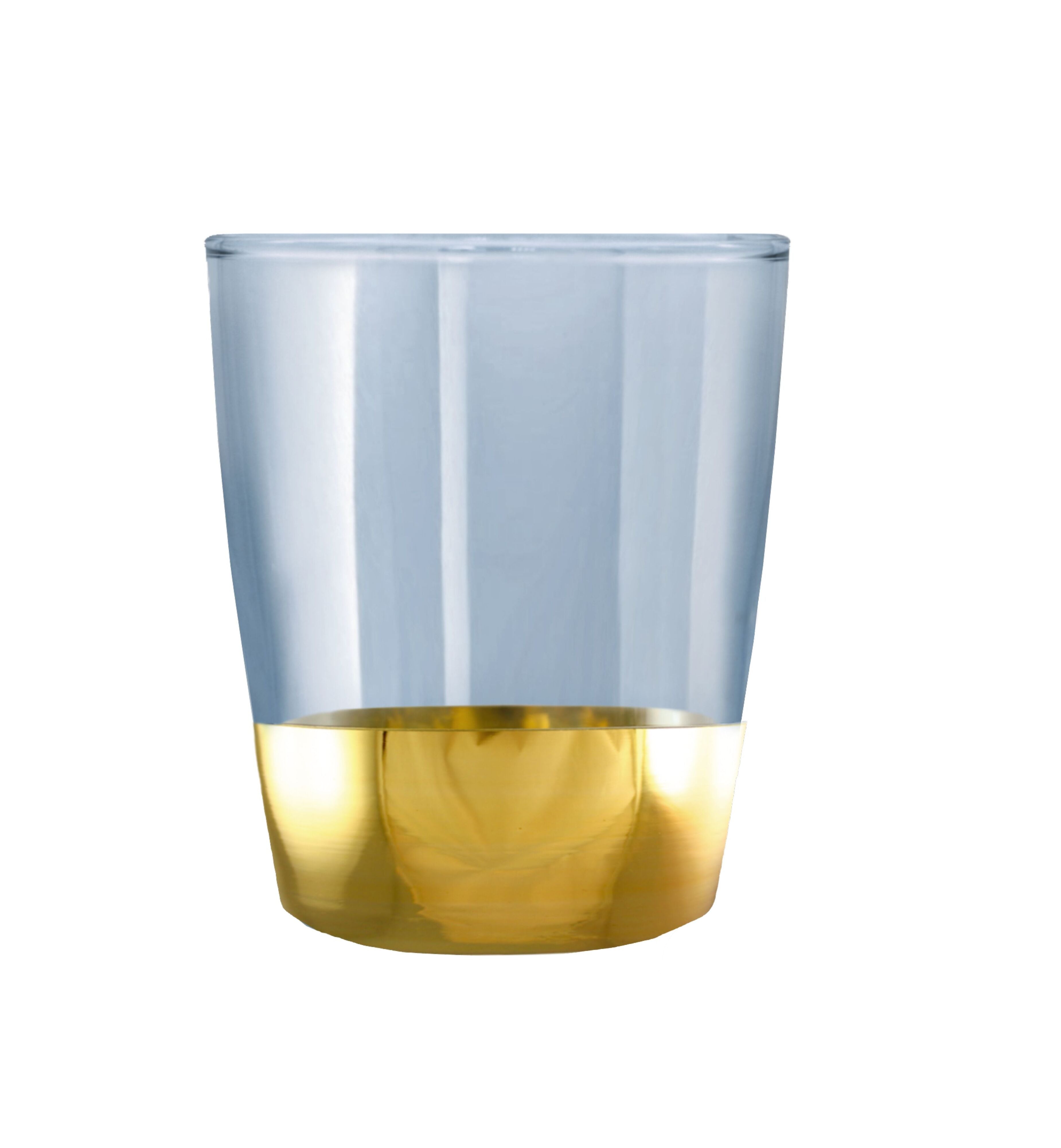 Hand Crafted Blue Luster & Gold Decal 260 ML Glasses for Home and Kitchen - Ideal Gift for Housewarming