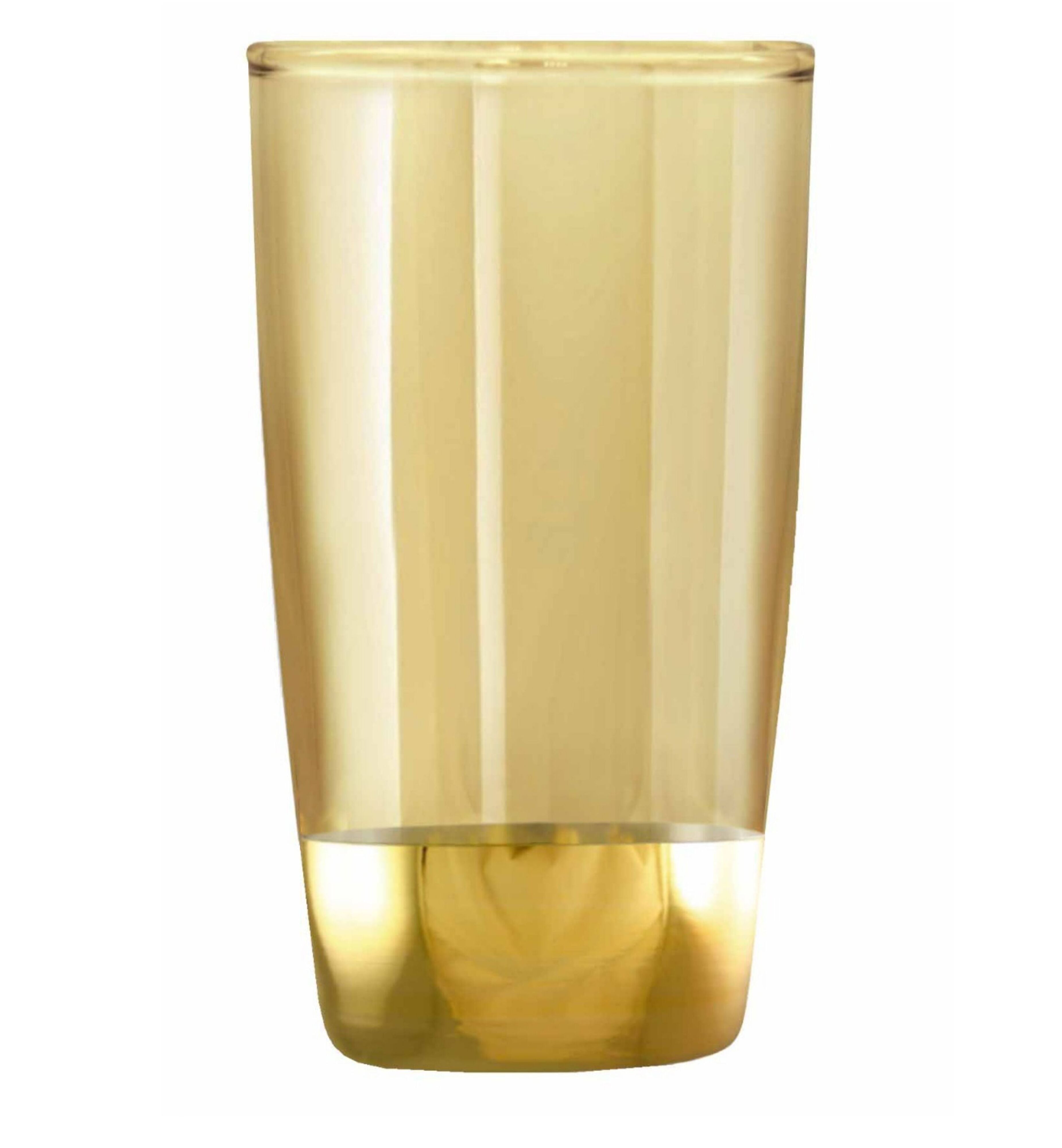 Hand Crafted Gold Luster & Gold Decal 300 ML Long Glasses for Home and Kitchen - Ideal Gift for Housewarming