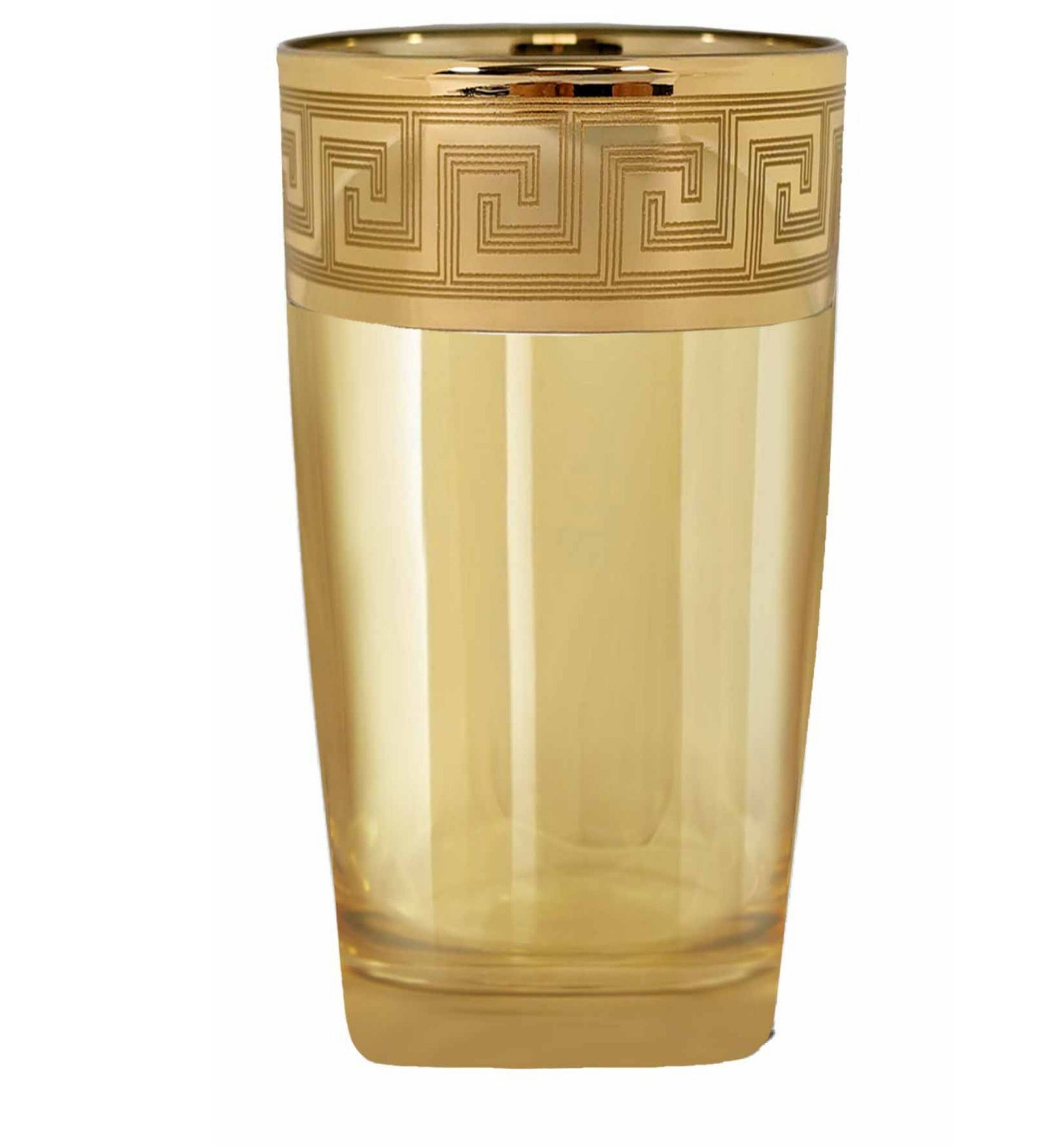 Hand Crafted Gold Luster & Gold Decal 300 ML Long Glasses for Home and Kitchen - Ideal Gift for Housewarming