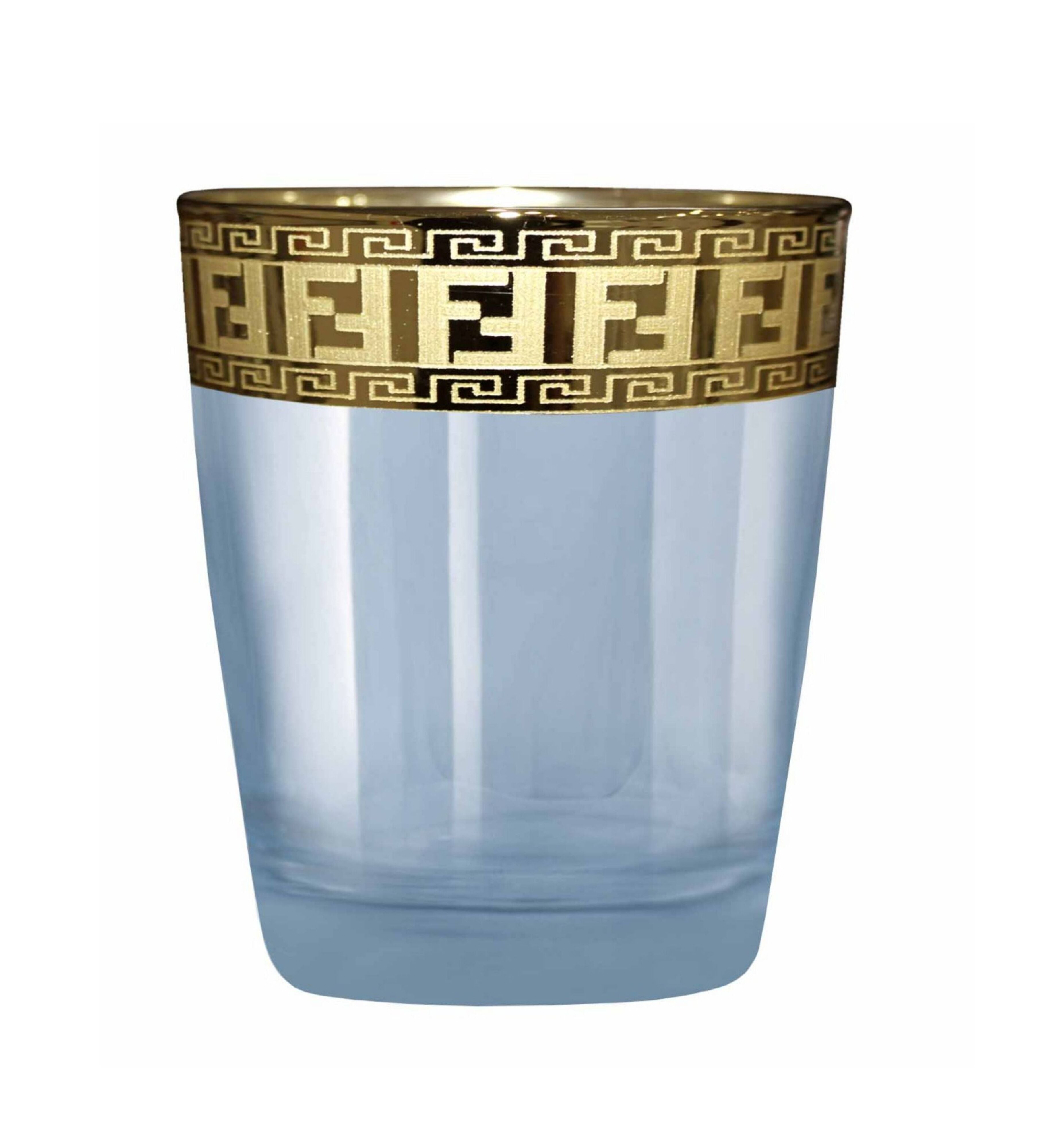 Hand Crafted Blue Luster & Gold Decal 260 ML Glasses for Home and Kitchen - Ideal Gift for Housewarming