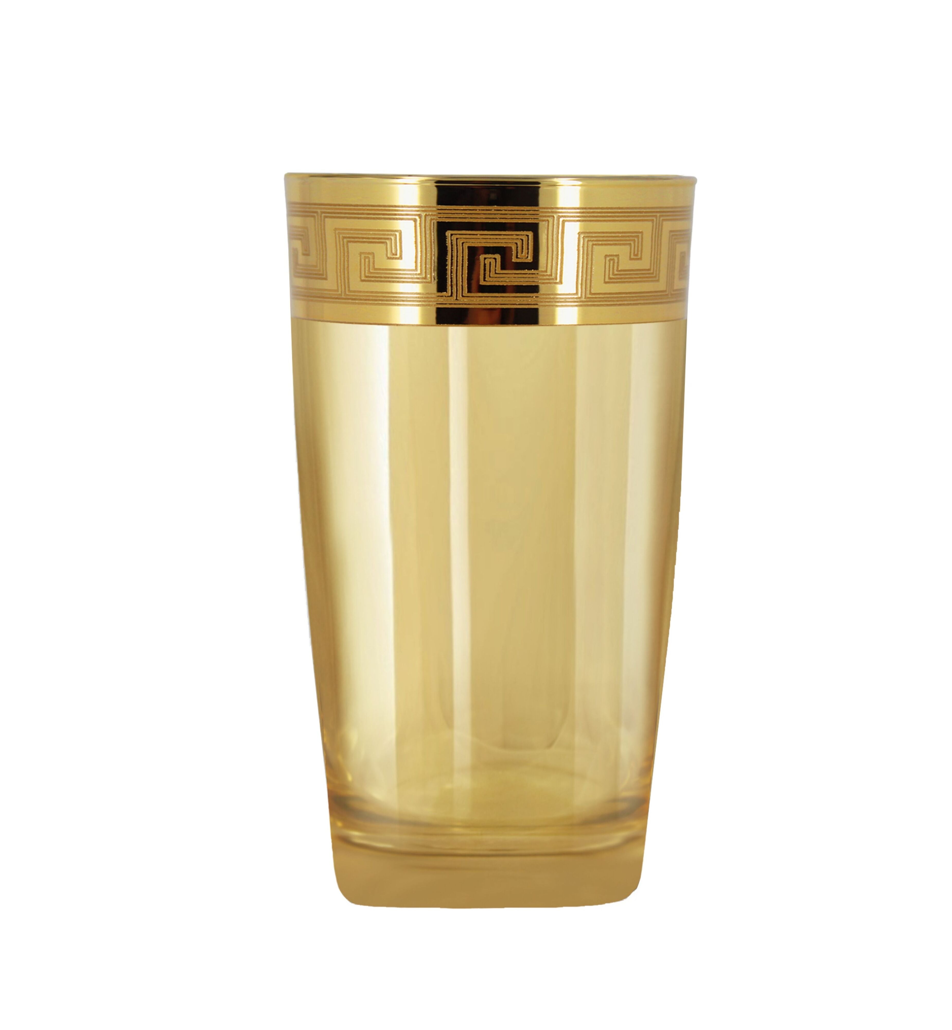 Hand Crafted Gold Luster & Gold Decal 300 ML Long Glasses for Home and Kitchen - Ideal Gift for Housewarming
