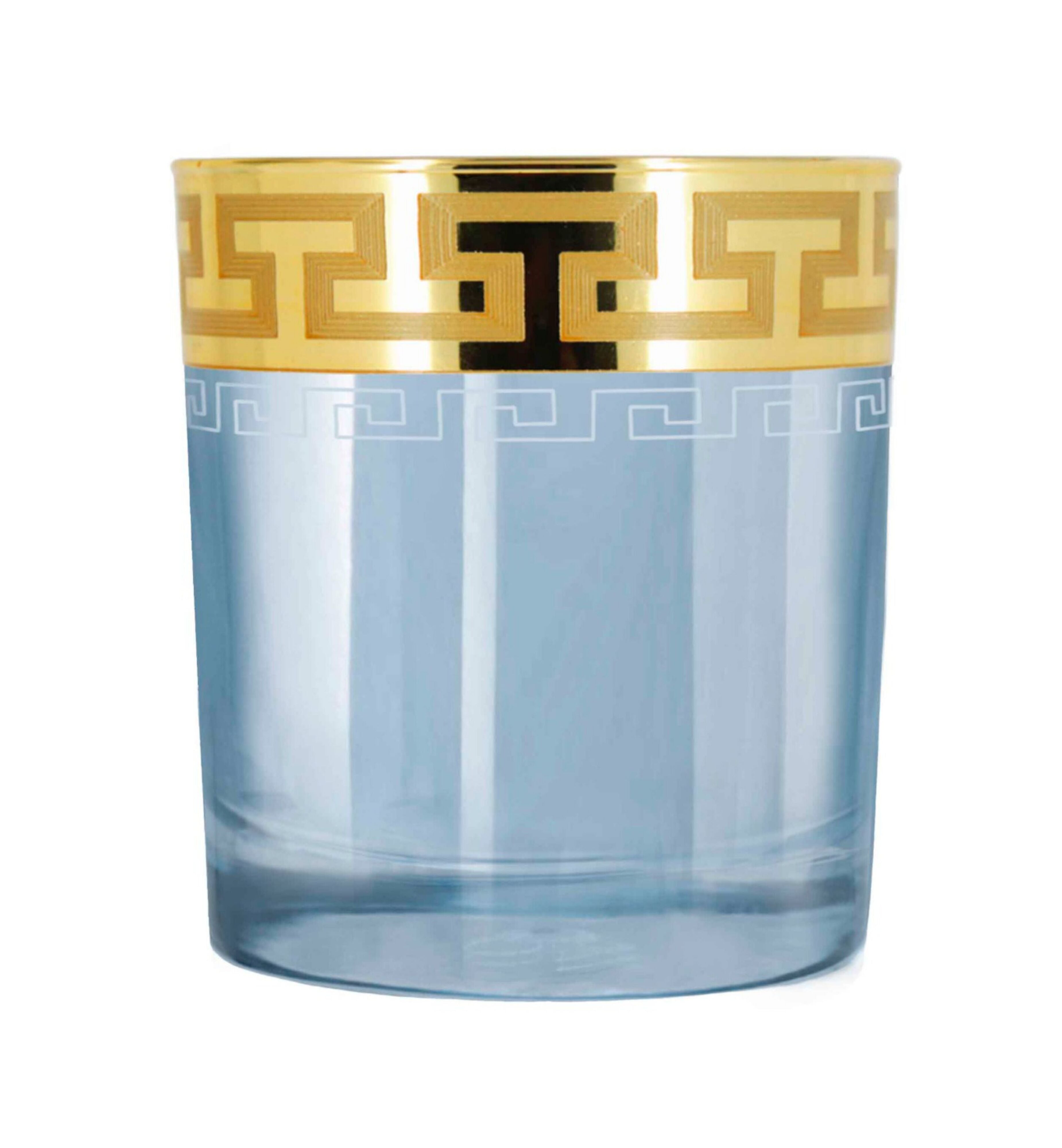 Hand Crafted Blue Luster & Gold Decal 340 ML Glasses for Home and Kitchen - Ideal Gift for Housewarming