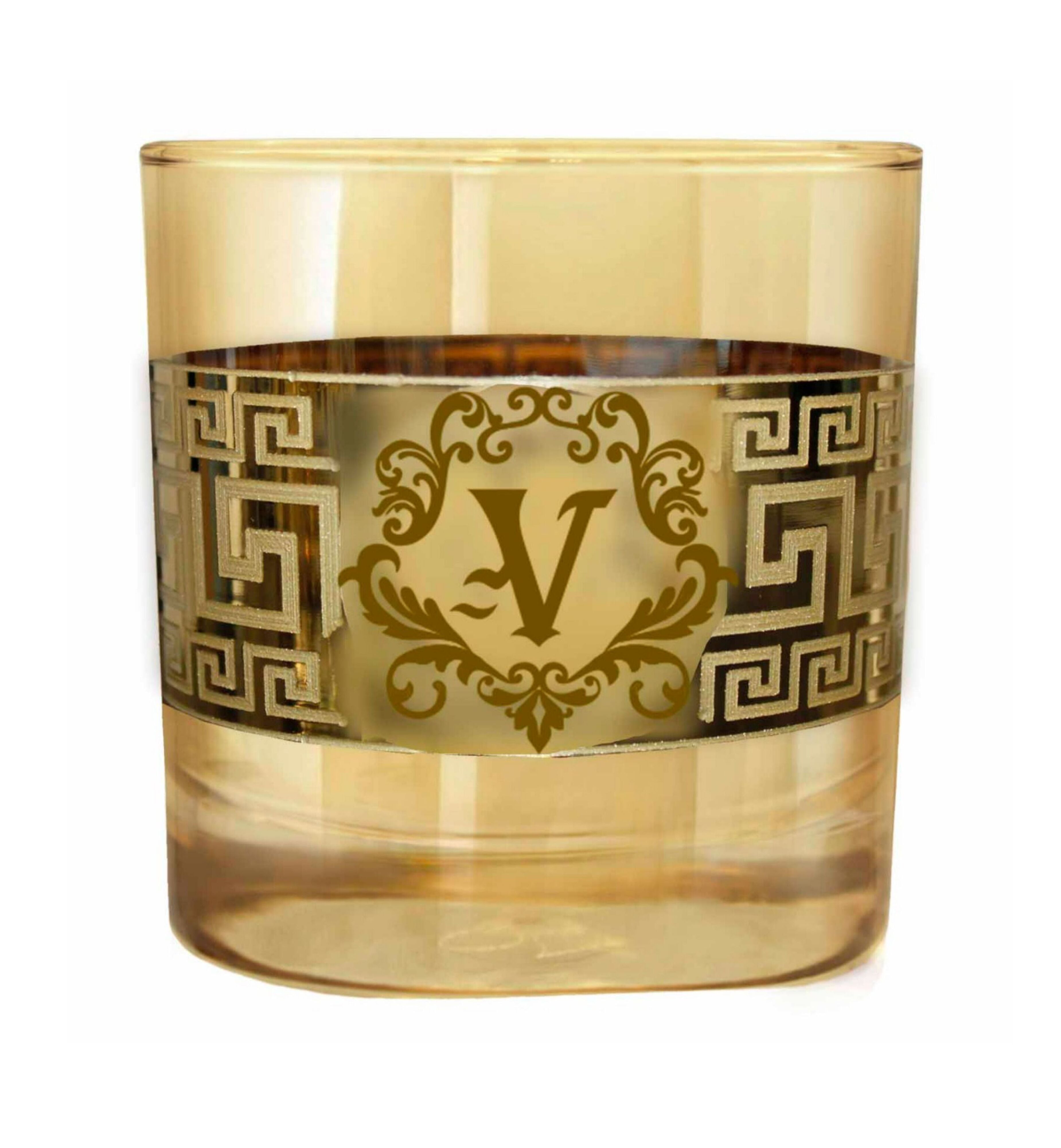 Hand Crafted Gold Luster & Gold Decal 340 ML Glasses for Home and Kitchen - Ideal Gift for Housewarming