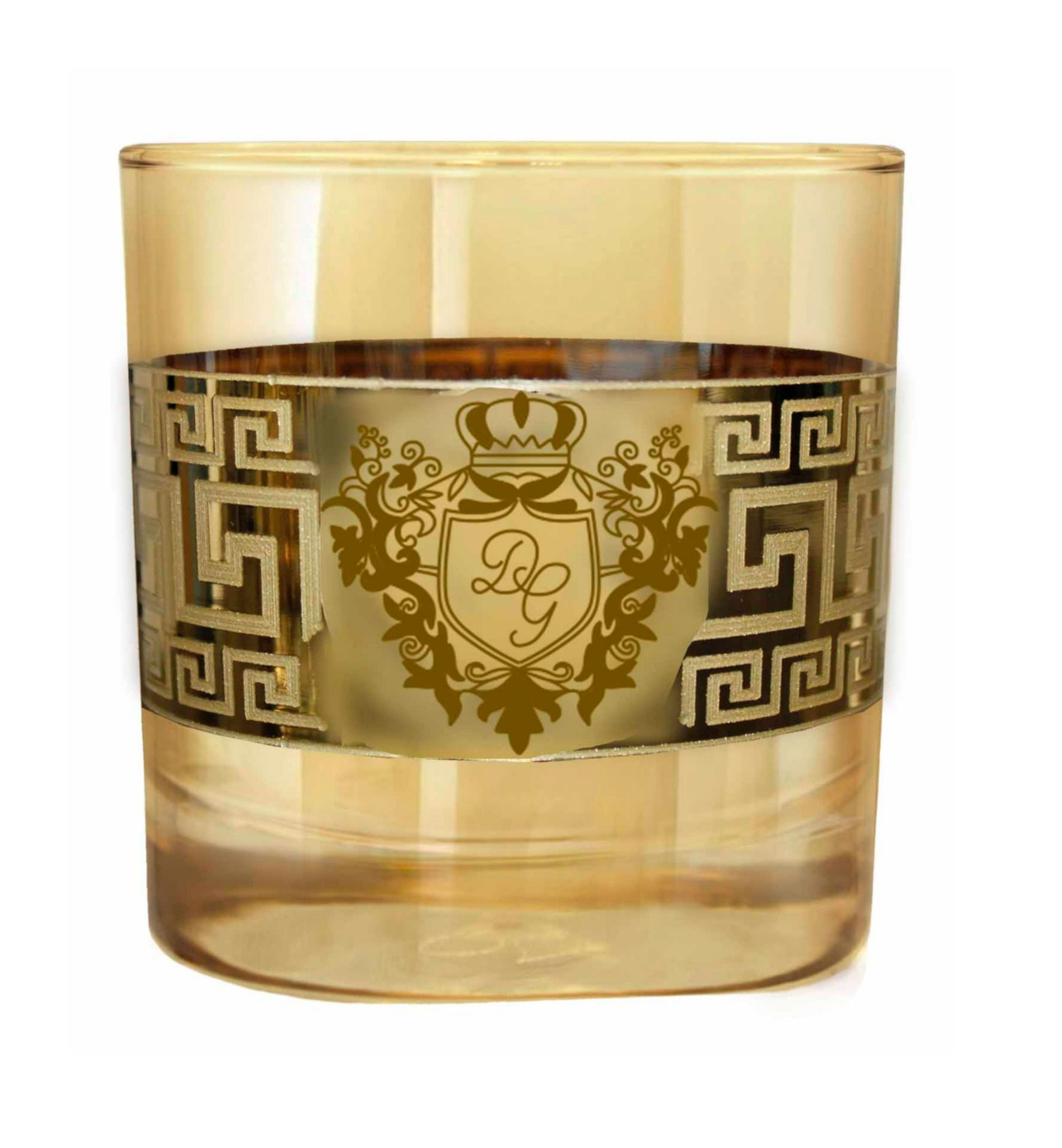 Hand Crafted Gold Luster & Gold Decal 340 ML Glasses for Home and Kitchen - Ideal Gift for Housewarming