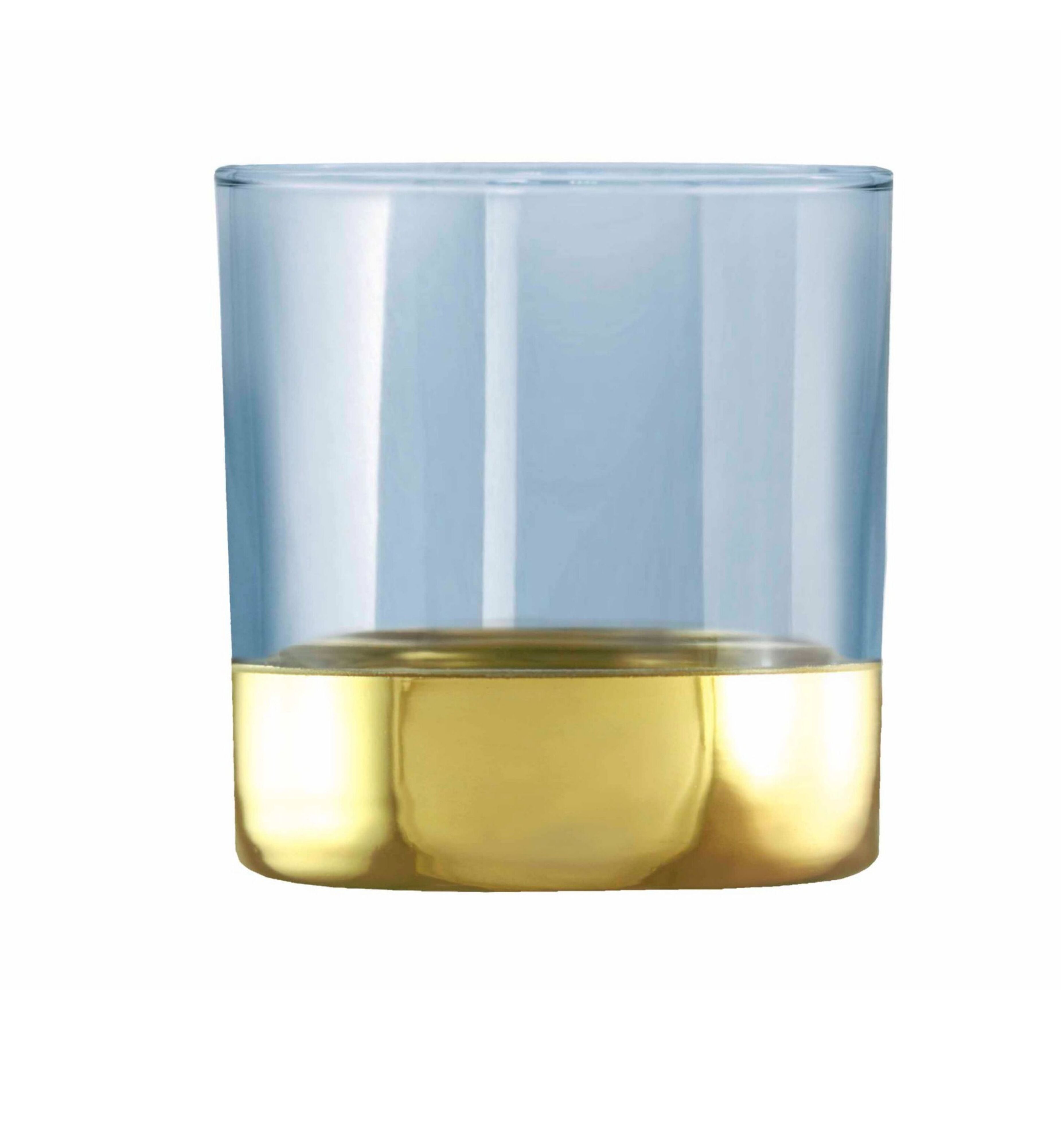 Hand Crafted Blue Luster & Gold Decal 340 ML Glasses for Home and Kitchen - Ideal Gift for Housewarming