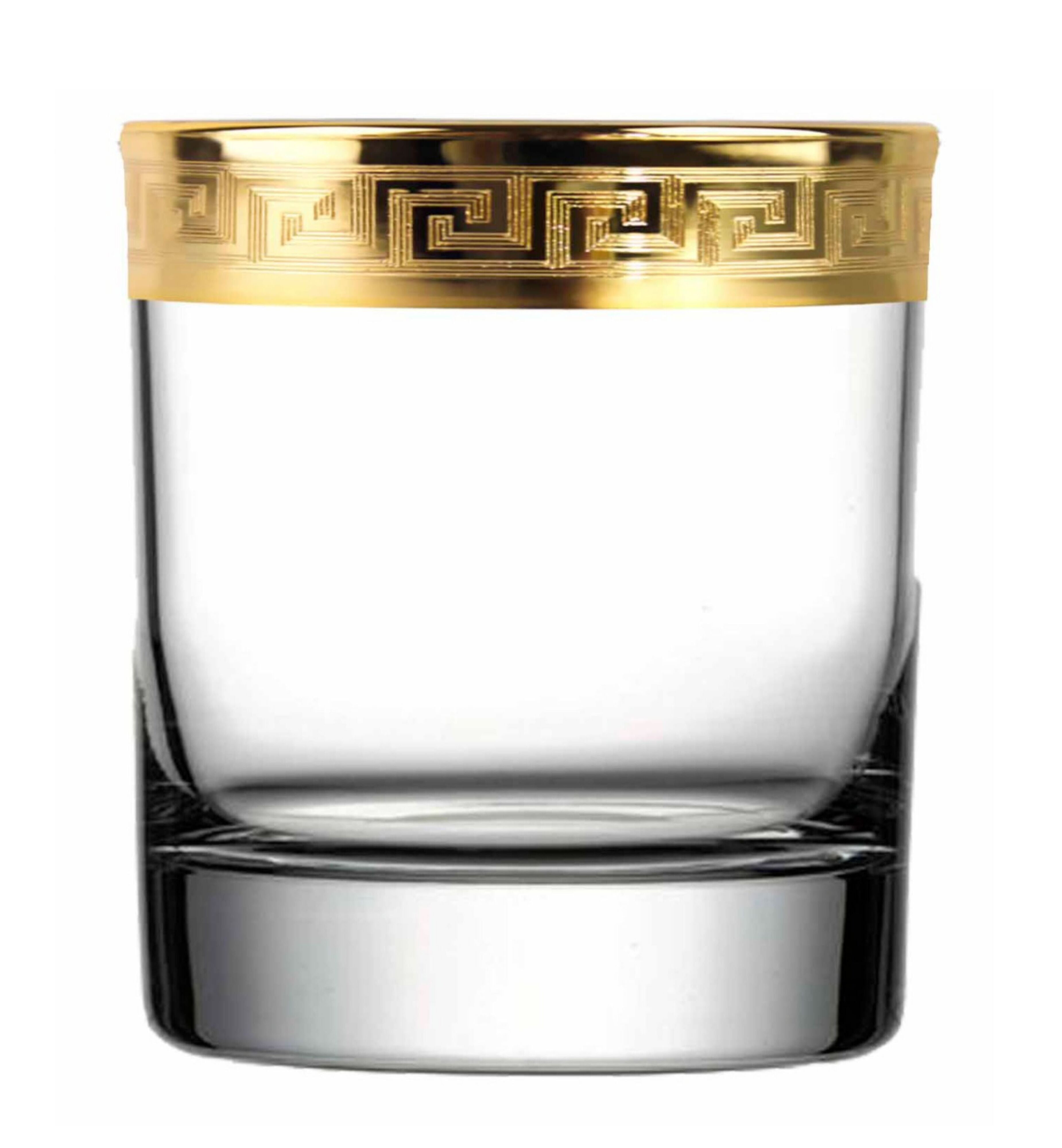 Hand Crafted Gold Decal 340 ML Glasses for Home and Kitchen - Ideal Gift for Housewarming