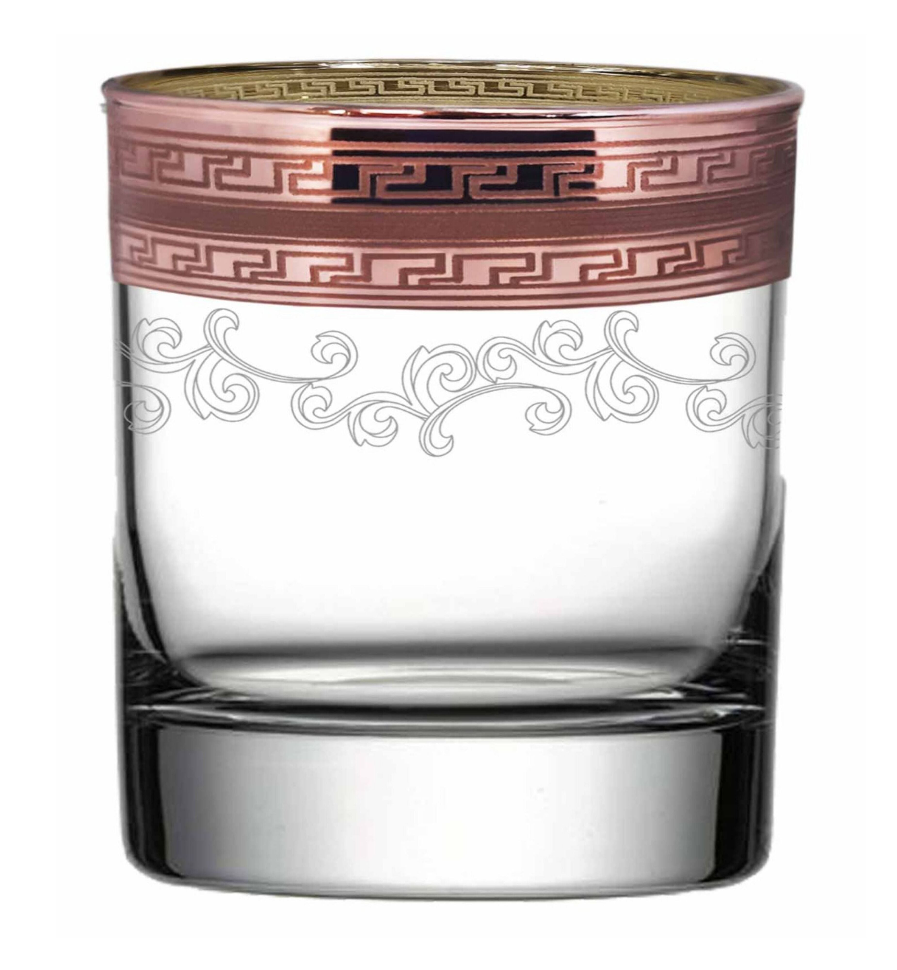 Hand Crafted Rose Gold Decal 340 ML Glasses for Home and Kitchen - Ideal Gift for Housewarming