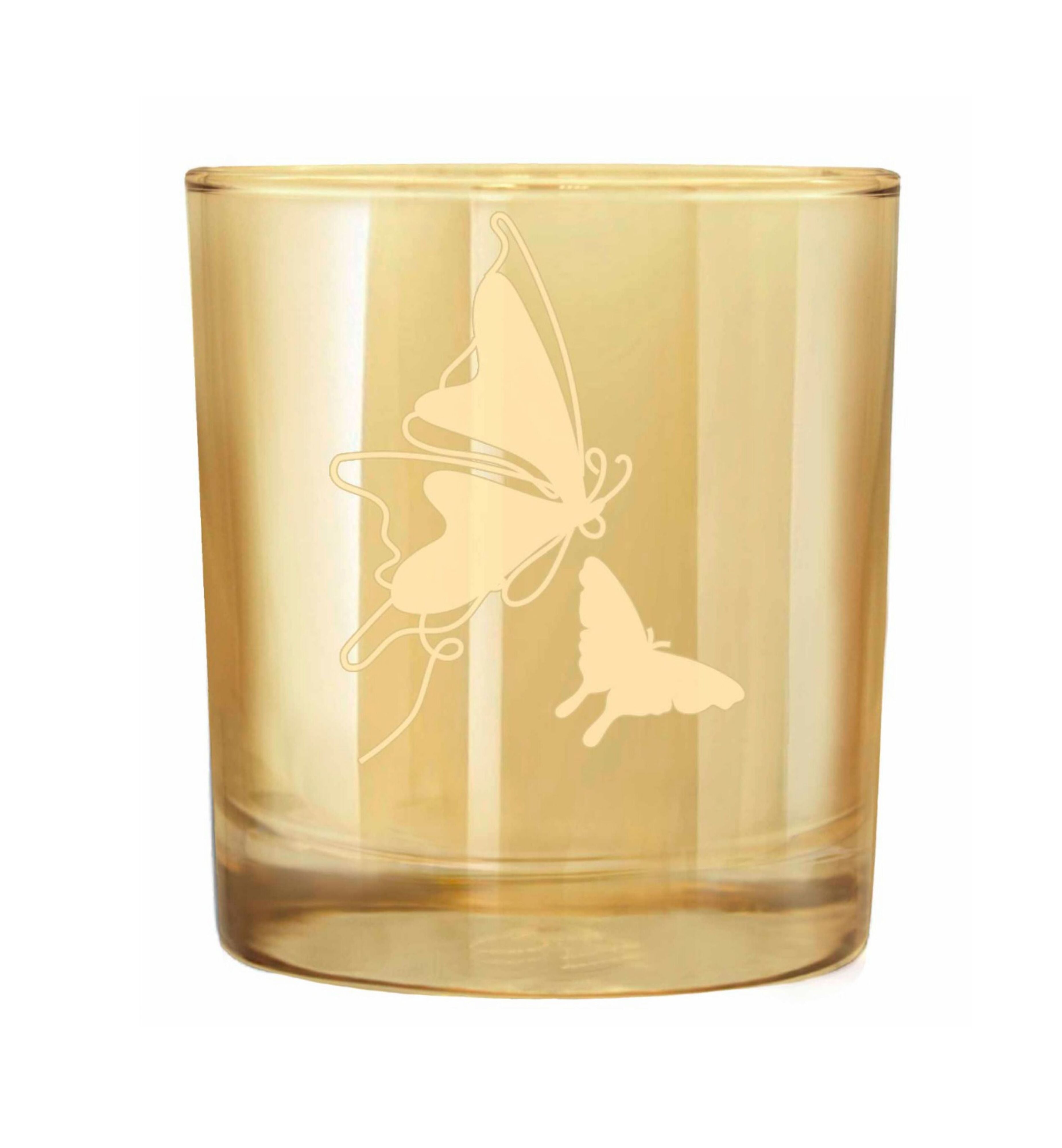 Hand Crafted Gold Luster & Butterfly 340 ML Glasses for Home and Kitchen - Ideal Gift for Housewarming