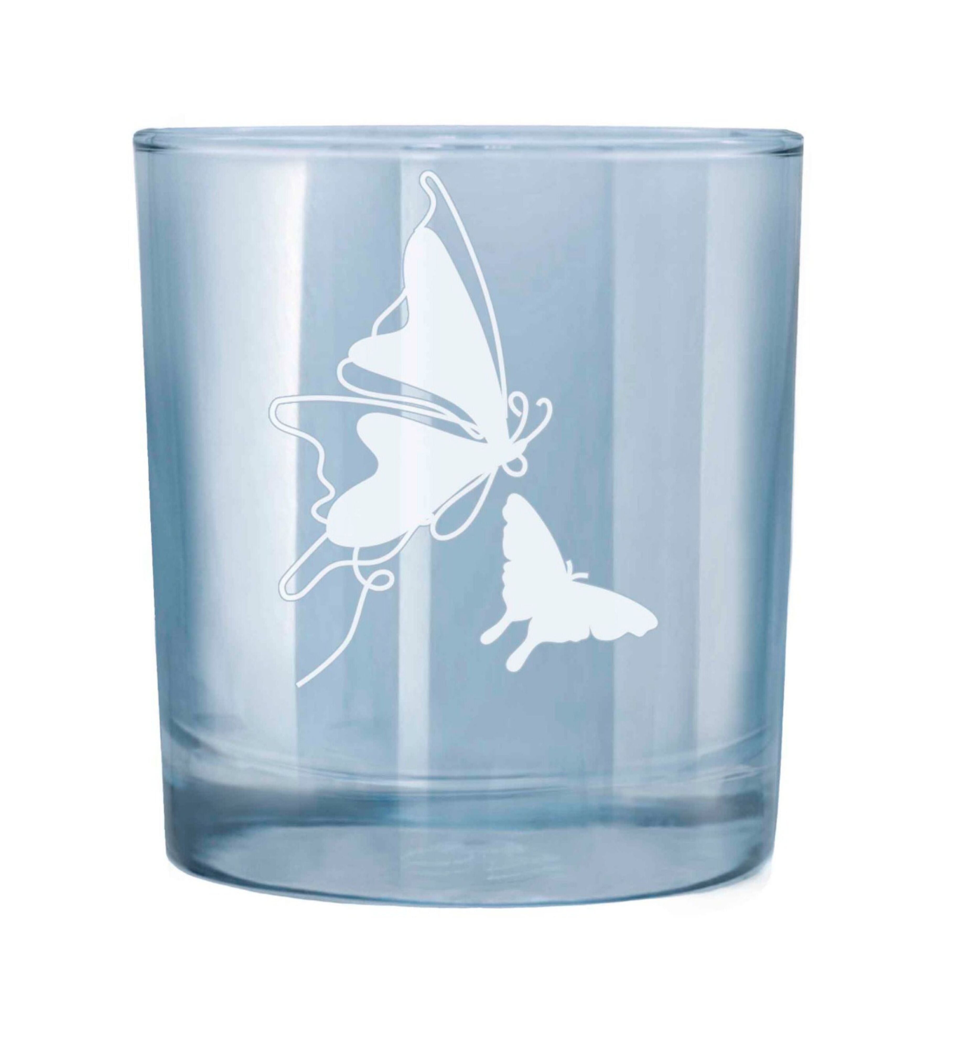 Hand Crafted Blue Luster & Butterfly 340 ML Glasses for Home and Kitchen - Ideal Gift for Housewarming