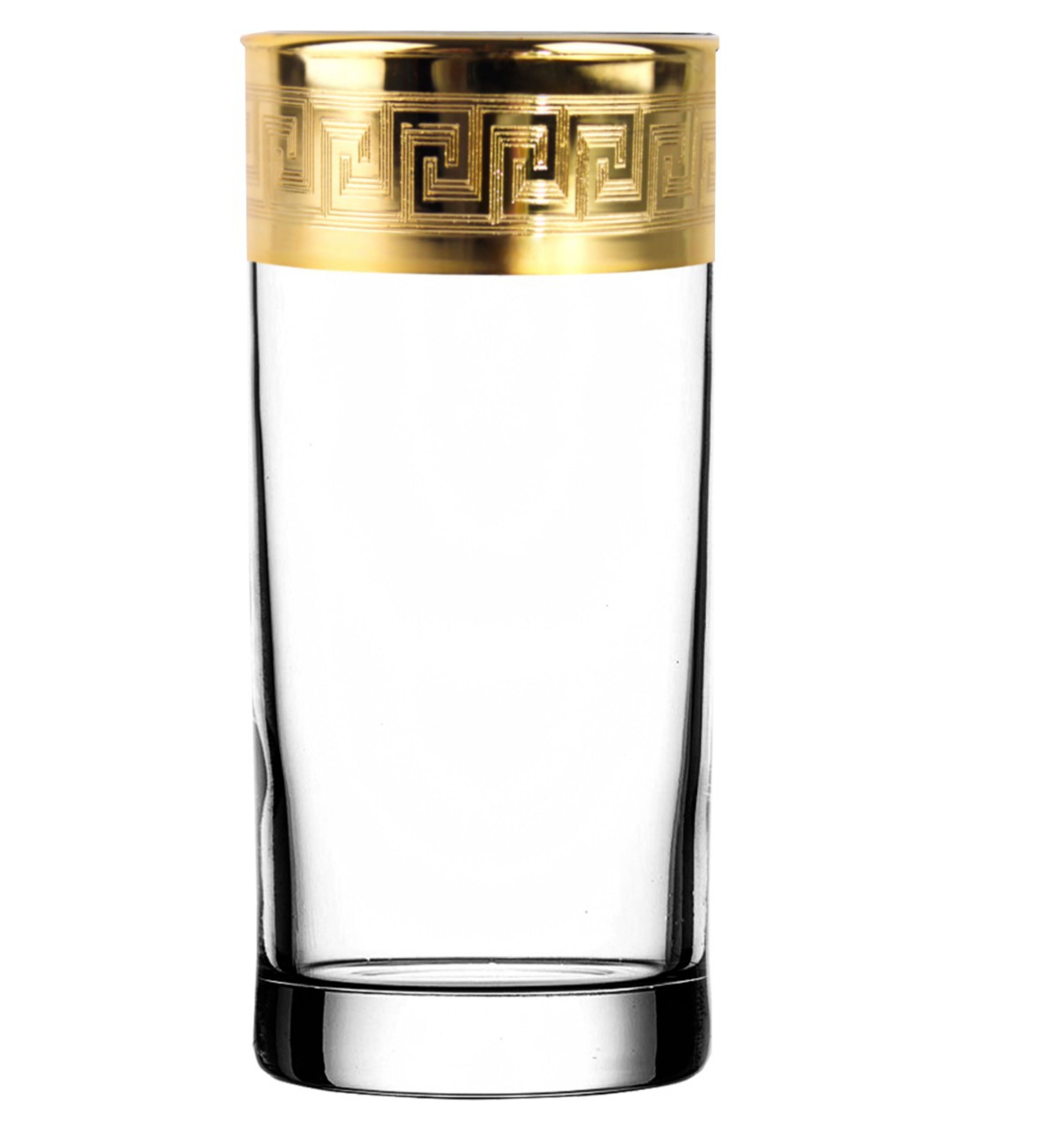 Hand Crafted Gold Decal 340 ML Long Glasses for Home and Kitchen - Ideal Gift for Housewarming