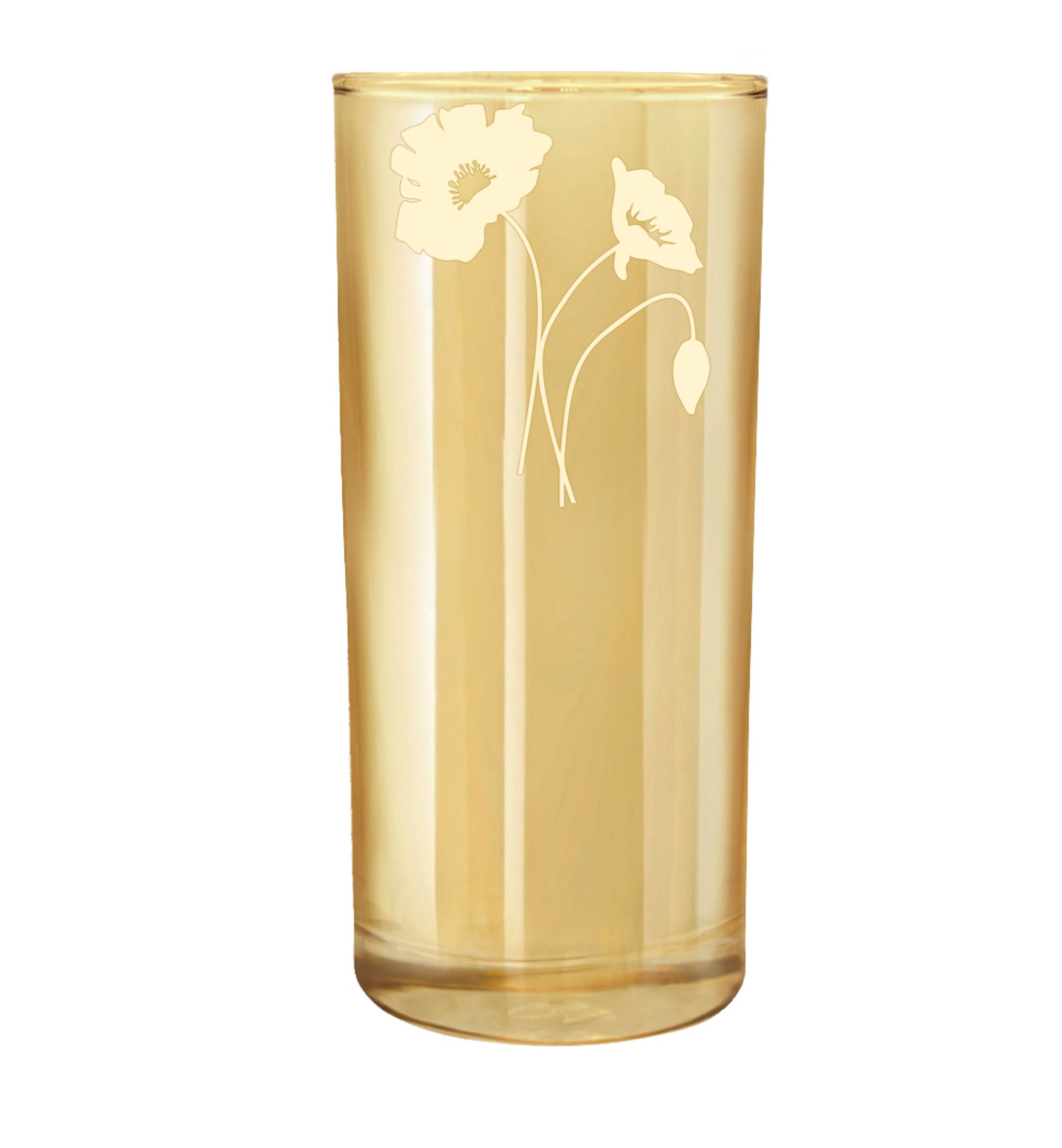 Hand Crafted Gold Luster & Gold Decal 280 ML Long Glasses for Home and Kitchen - Ideal Gift for Housewarming