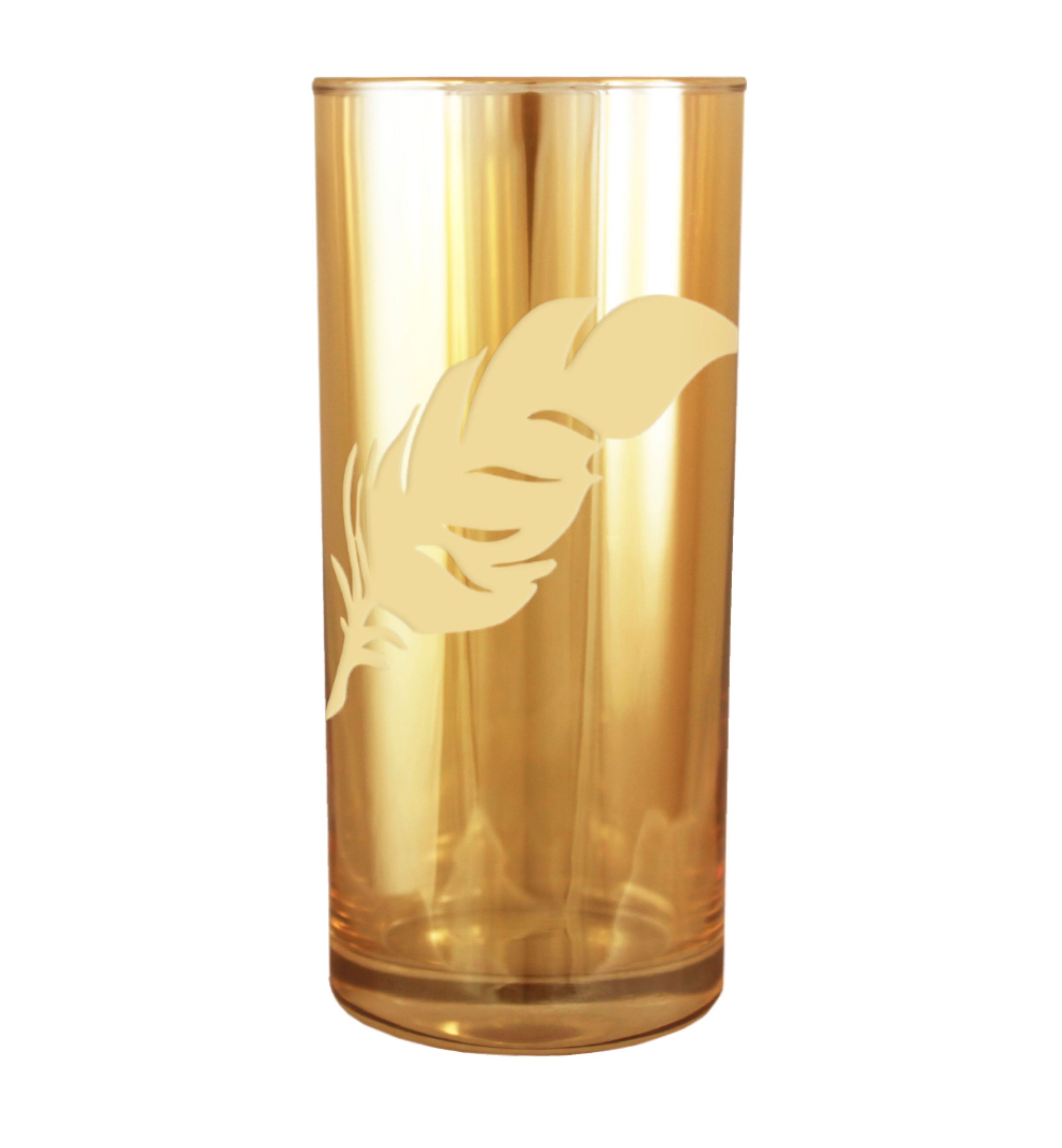 Hand Crafted Gold Luster & Gold Decal 280 ML Long Glasses for Home and Kitchen - Ideal Gift for Housewarming