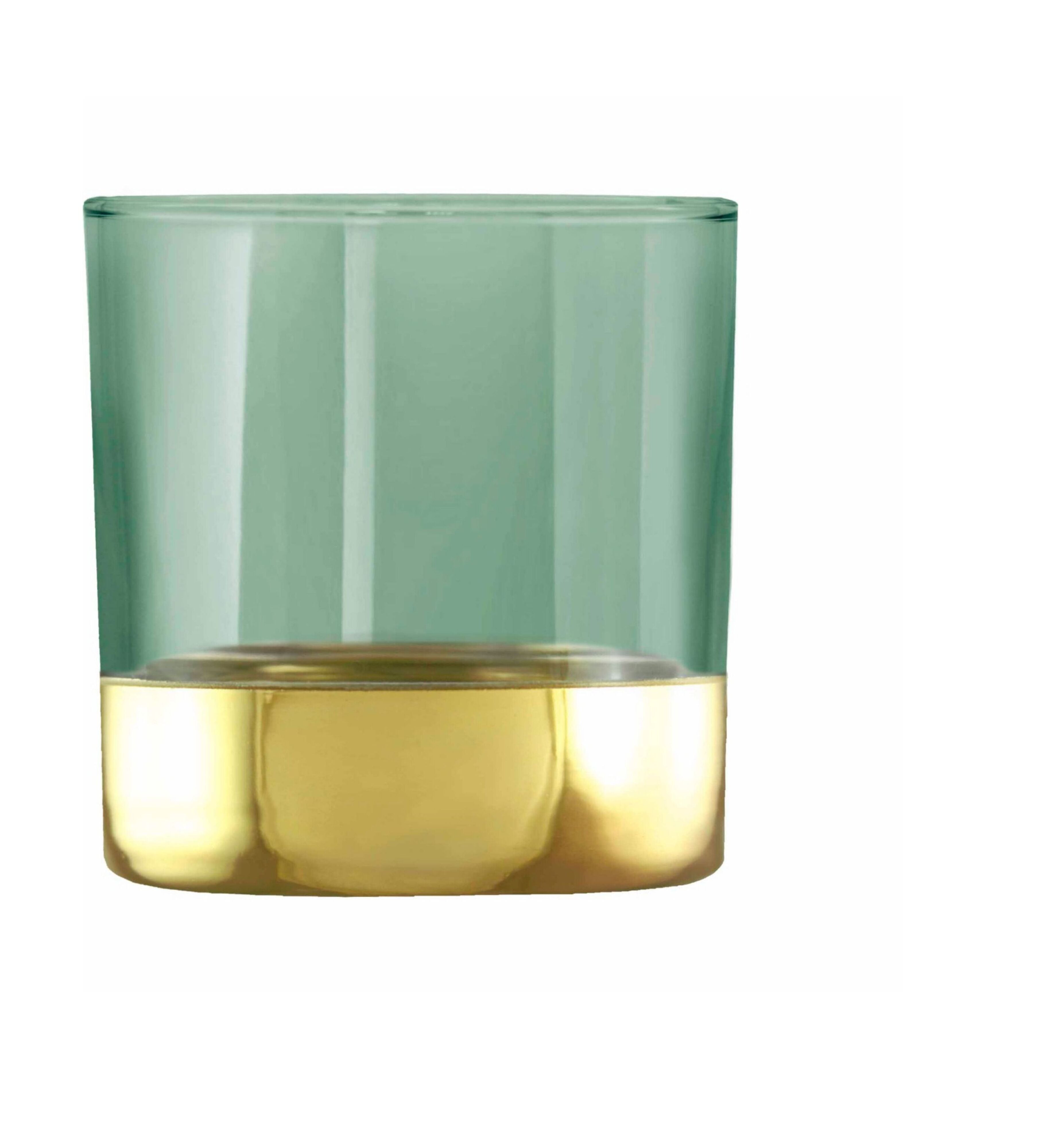 Hand Crafted Green Luster & Gold Bottom 390 ML Glasses for Home and Kitchen - Ideal Gift for Housewarming