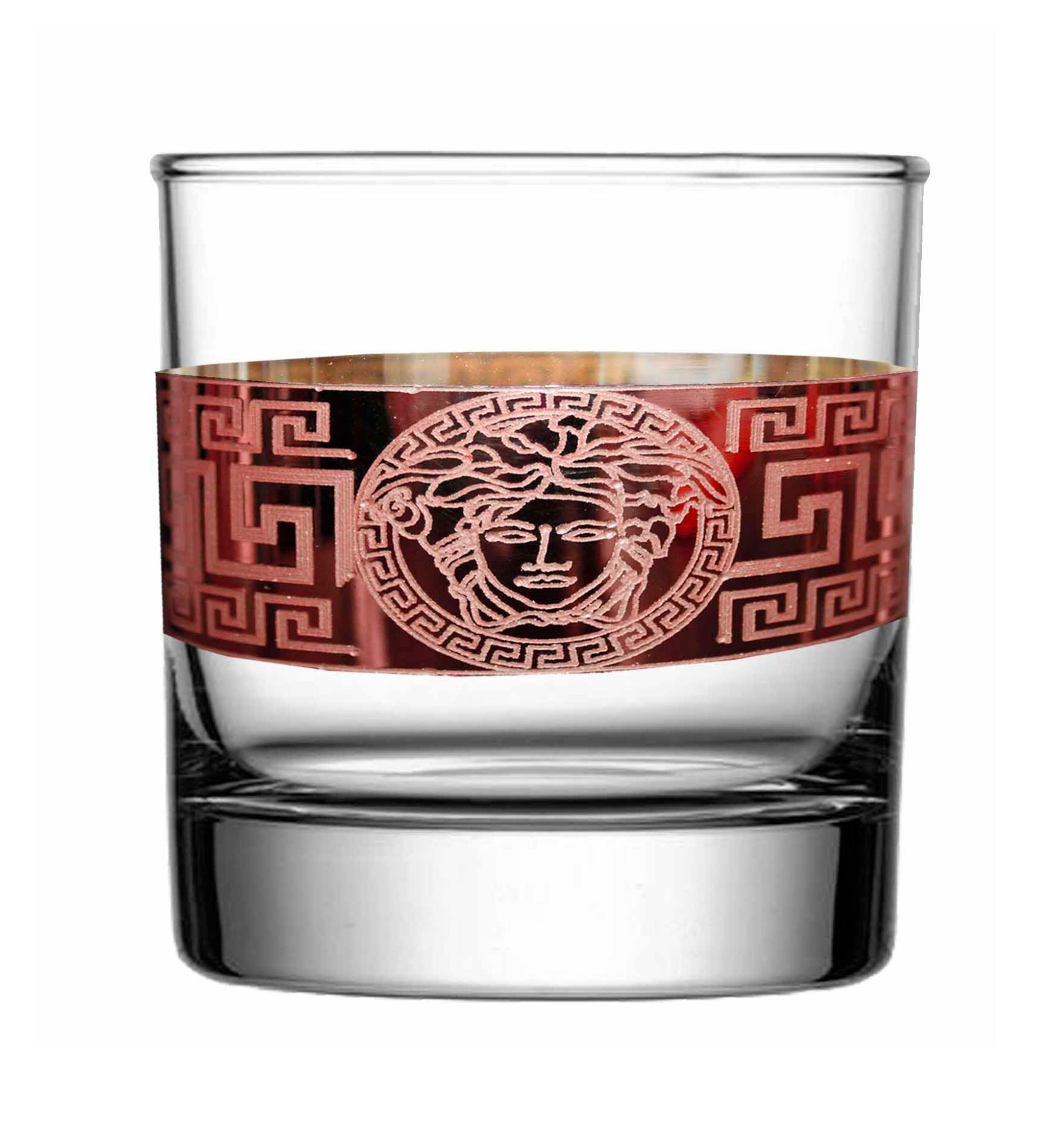 Hand Crafted Rose Gold Decal 390 ML Glasses for Home and Kitchen - Ideal Gift for Housewarming