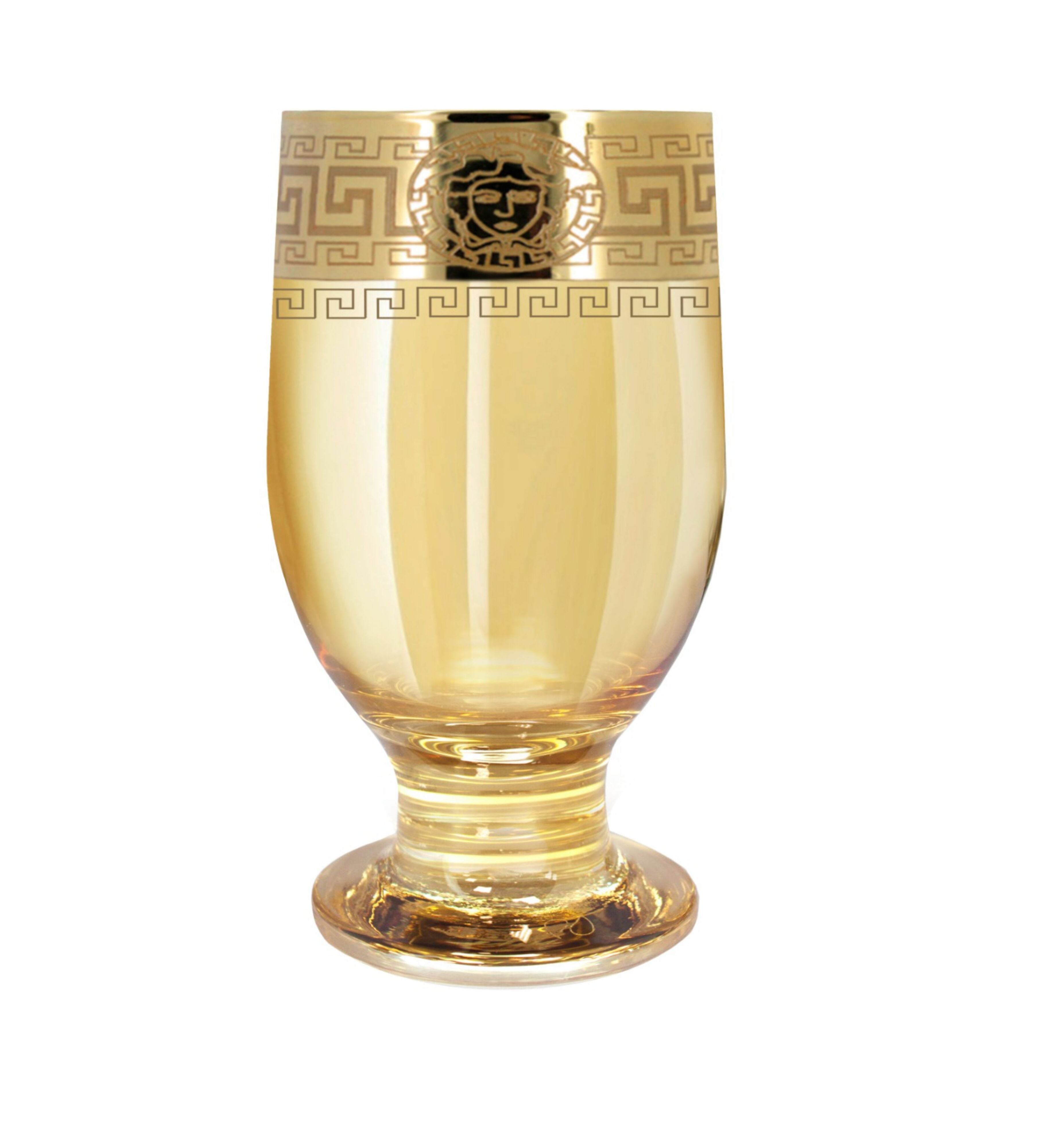 Hand Crafted Gold Luster & Gold Decal 215 ML Juice Glasses for Home and Kitchen - Ideal Gift for Housewarming