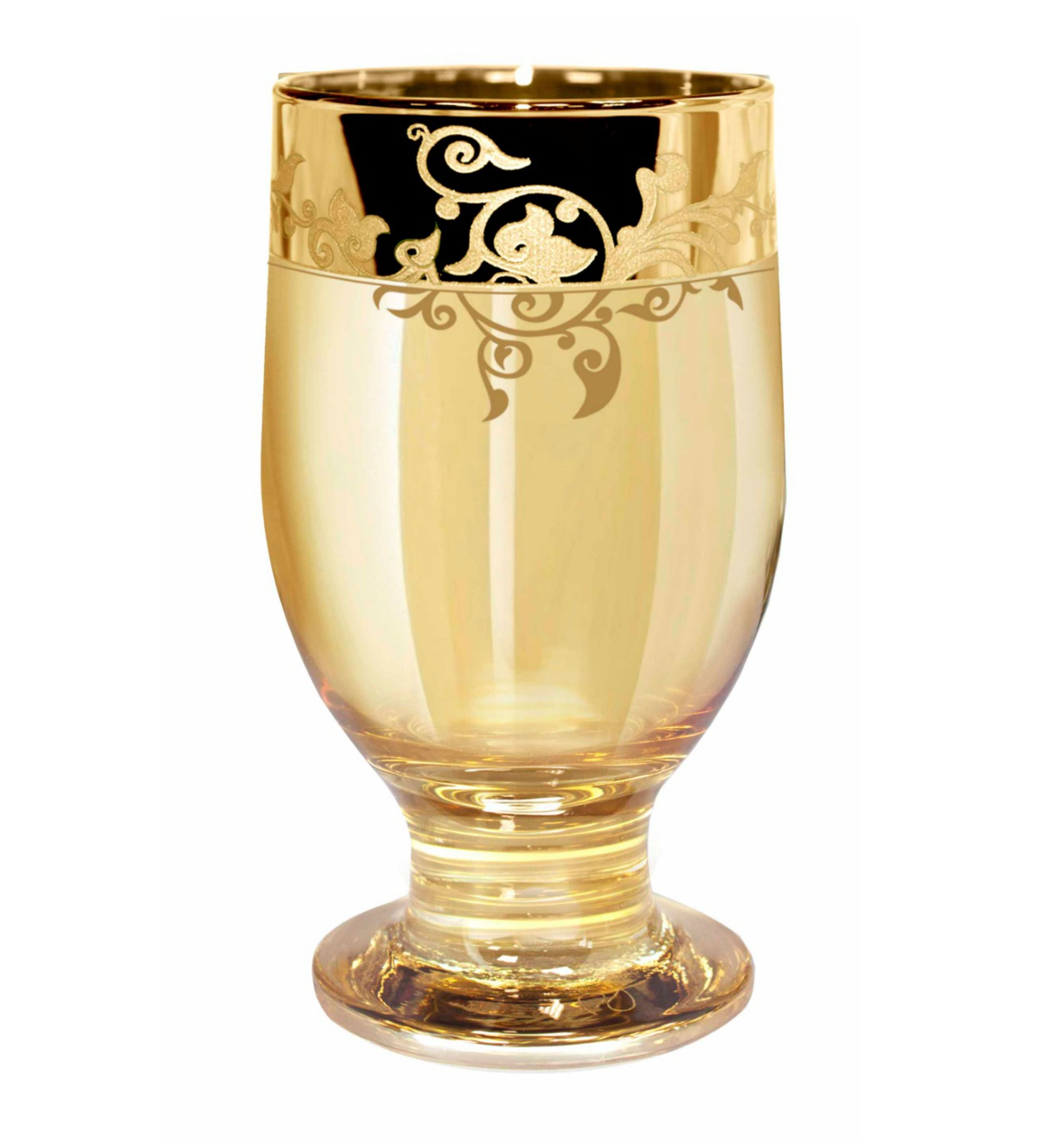 Hand Crafted Gold Luster & Gold Decal 215 ML Juice Glasses for Home and Kitchen - Ideal Gift for Housewarming