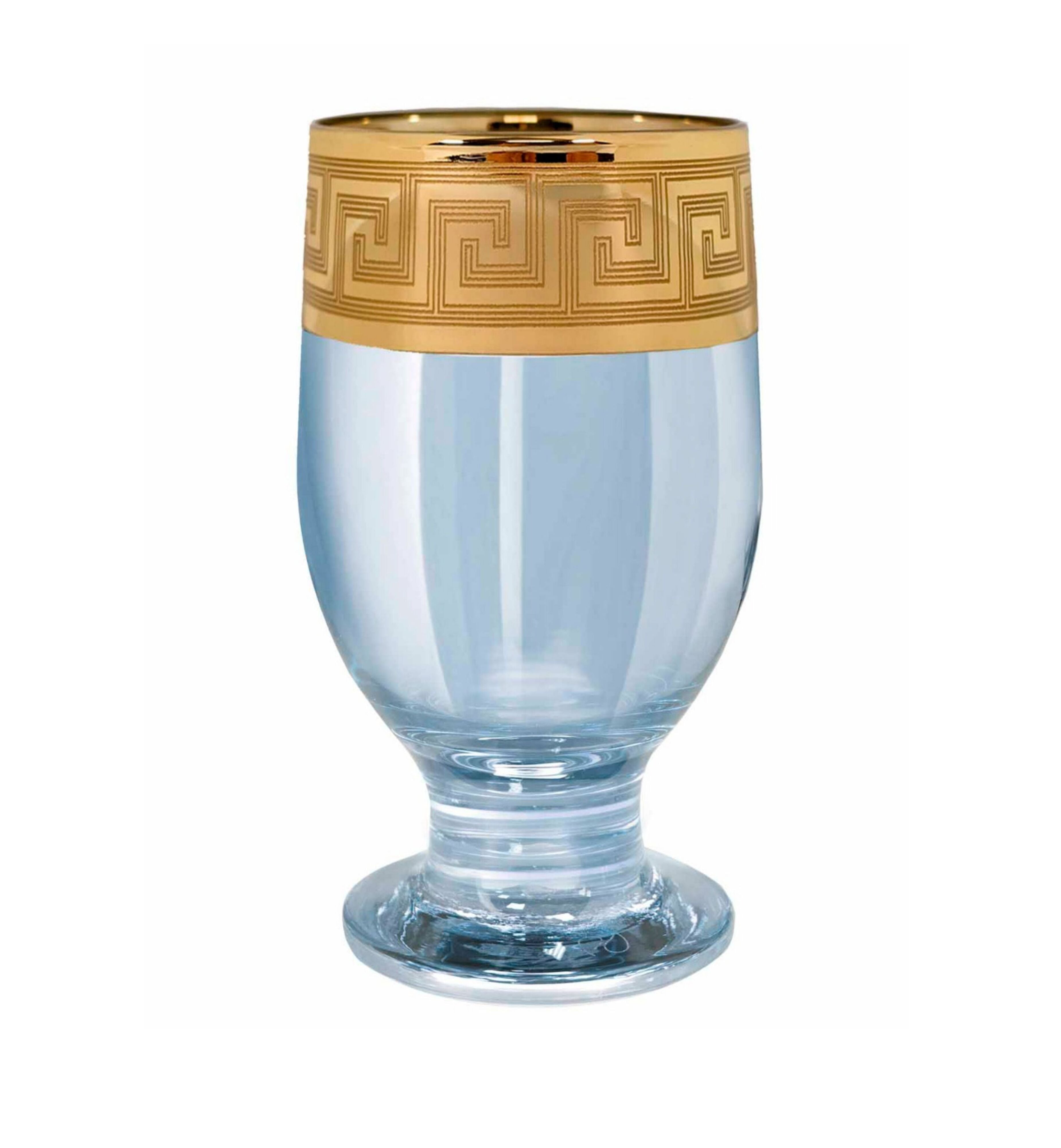 Hand Crafted Blue Luster & Gold Decal 215 ML Juice Glasses for Home and Kitchen - Ideal Gift for Housewarming