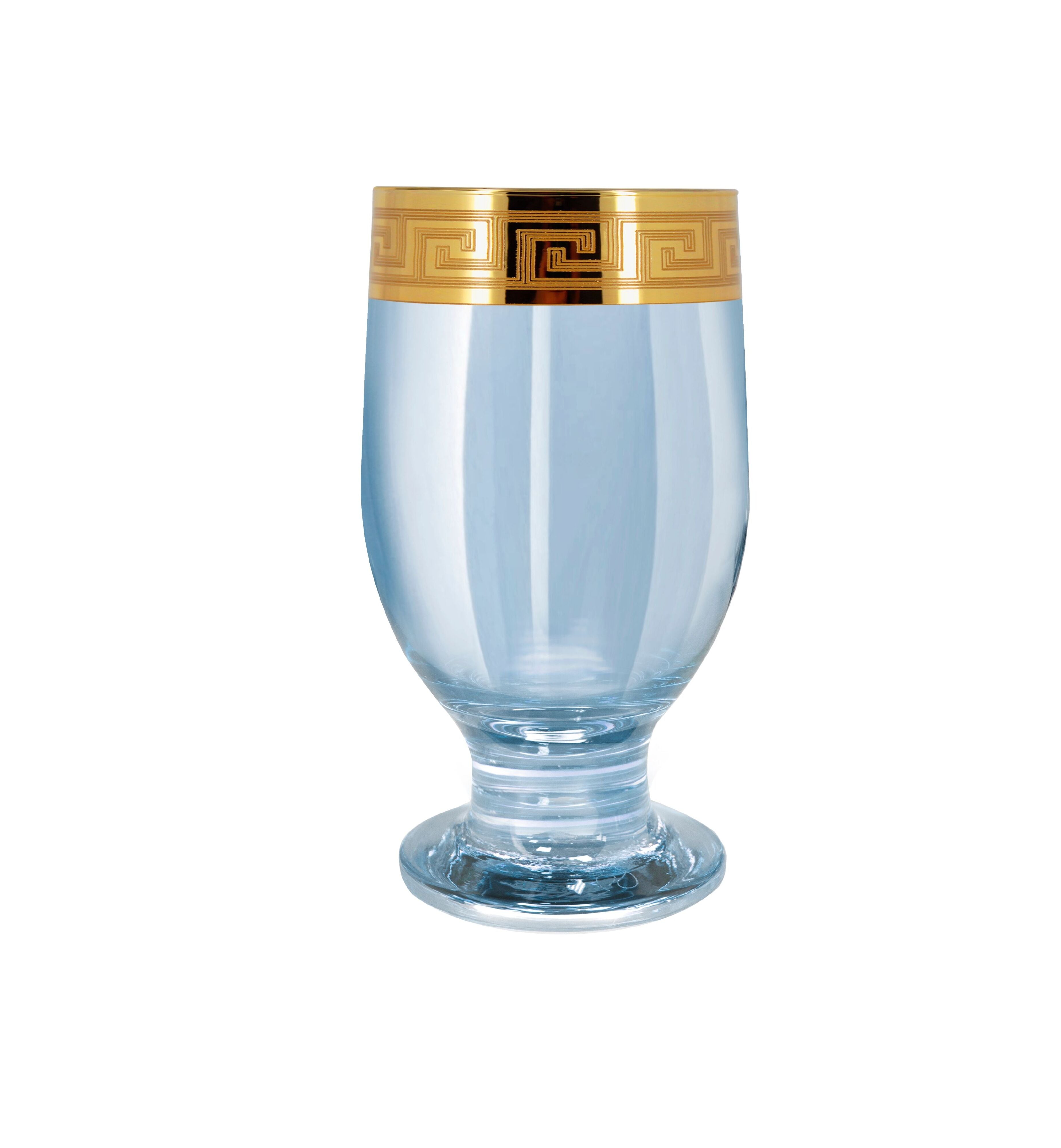 Hand Crafted Blue Luster & Gold Decal 215 ML Juice Glasses for Home and Kitchen - Ideal Gift for Housewarming