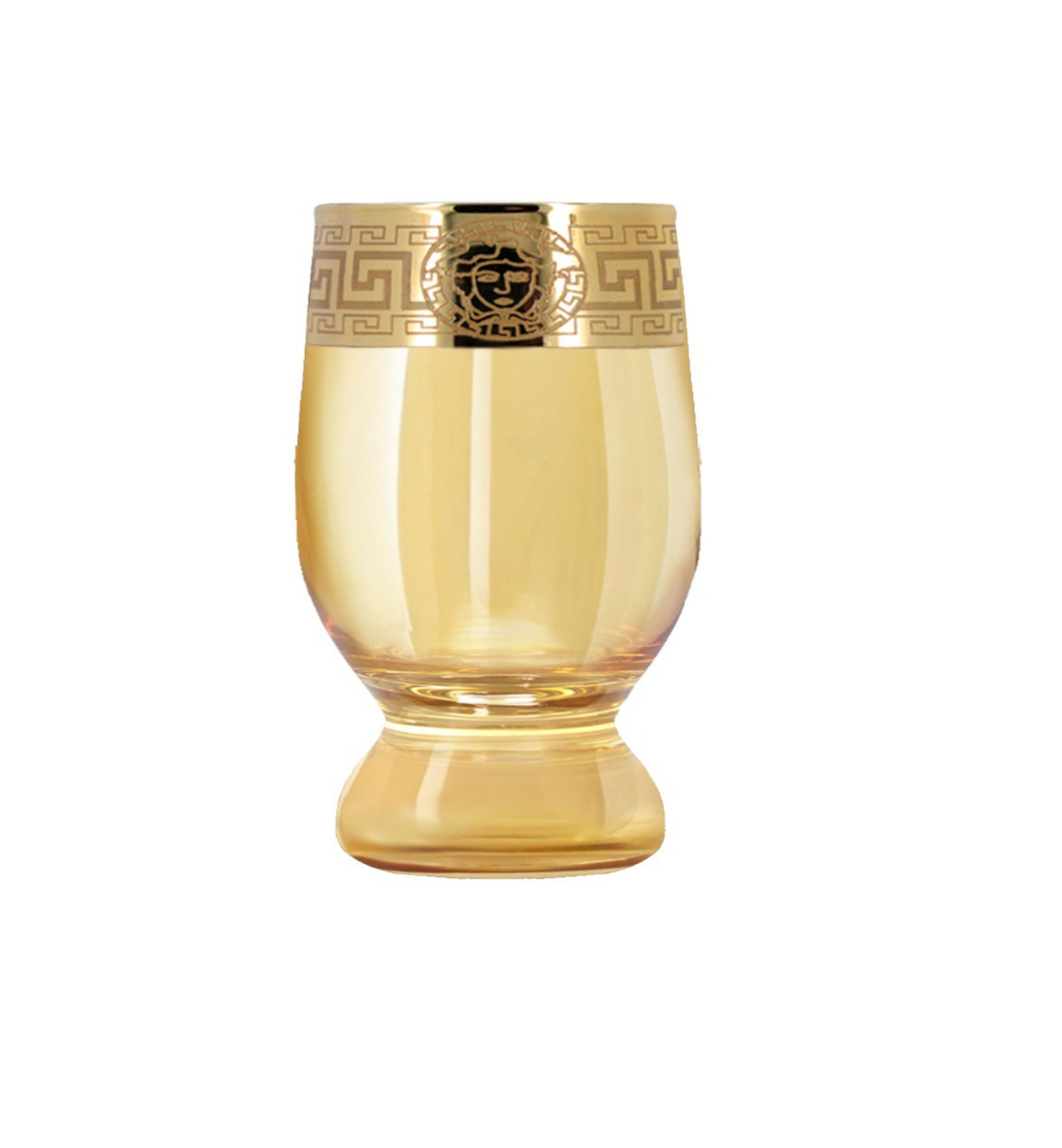 Hand Crafted Gold Luster & Gold Decal 215 ML Juice Glasses for Home and Kitchen - Ideal Gift for Housewarming
