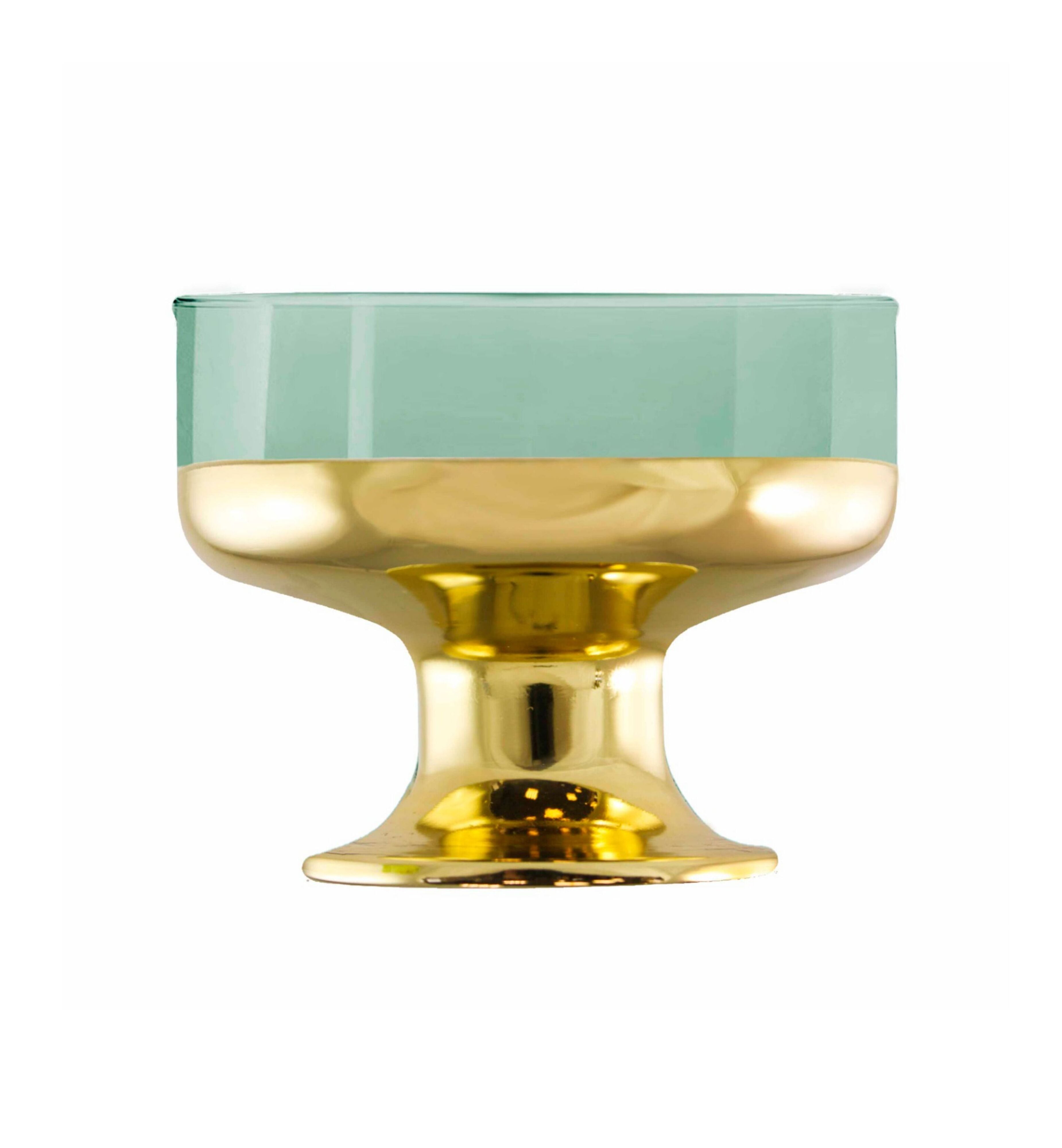 Hand Crafted Green Luster & Gold Bottom Ice Cream Glasses for Home and Kitchen - Ideal Gift for Housewarming