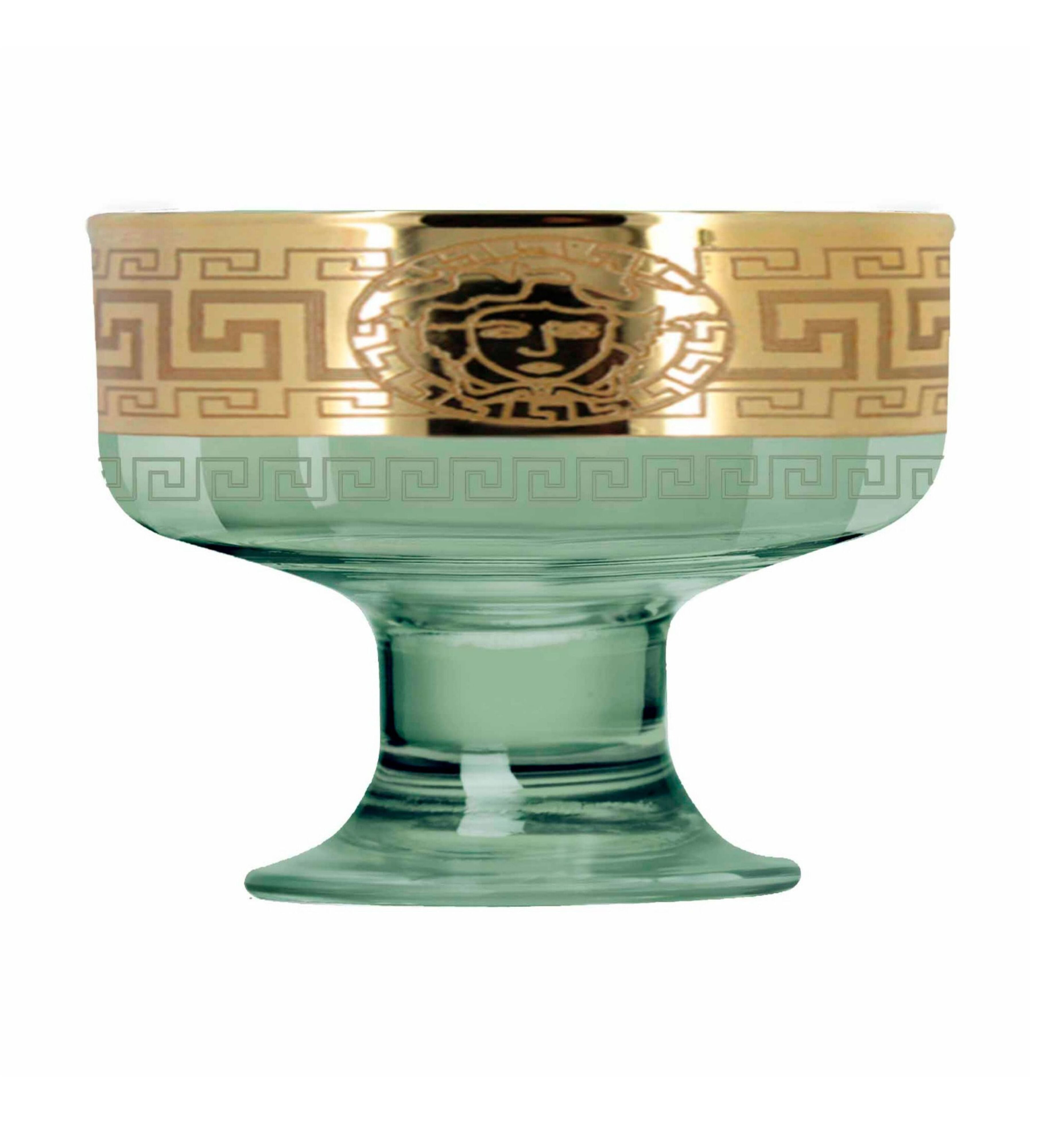Hand Crafted Green Green Luster & Gold Decal Ice Cream Glasses for Home and Kitchen - Ideal Gift for Housewarming