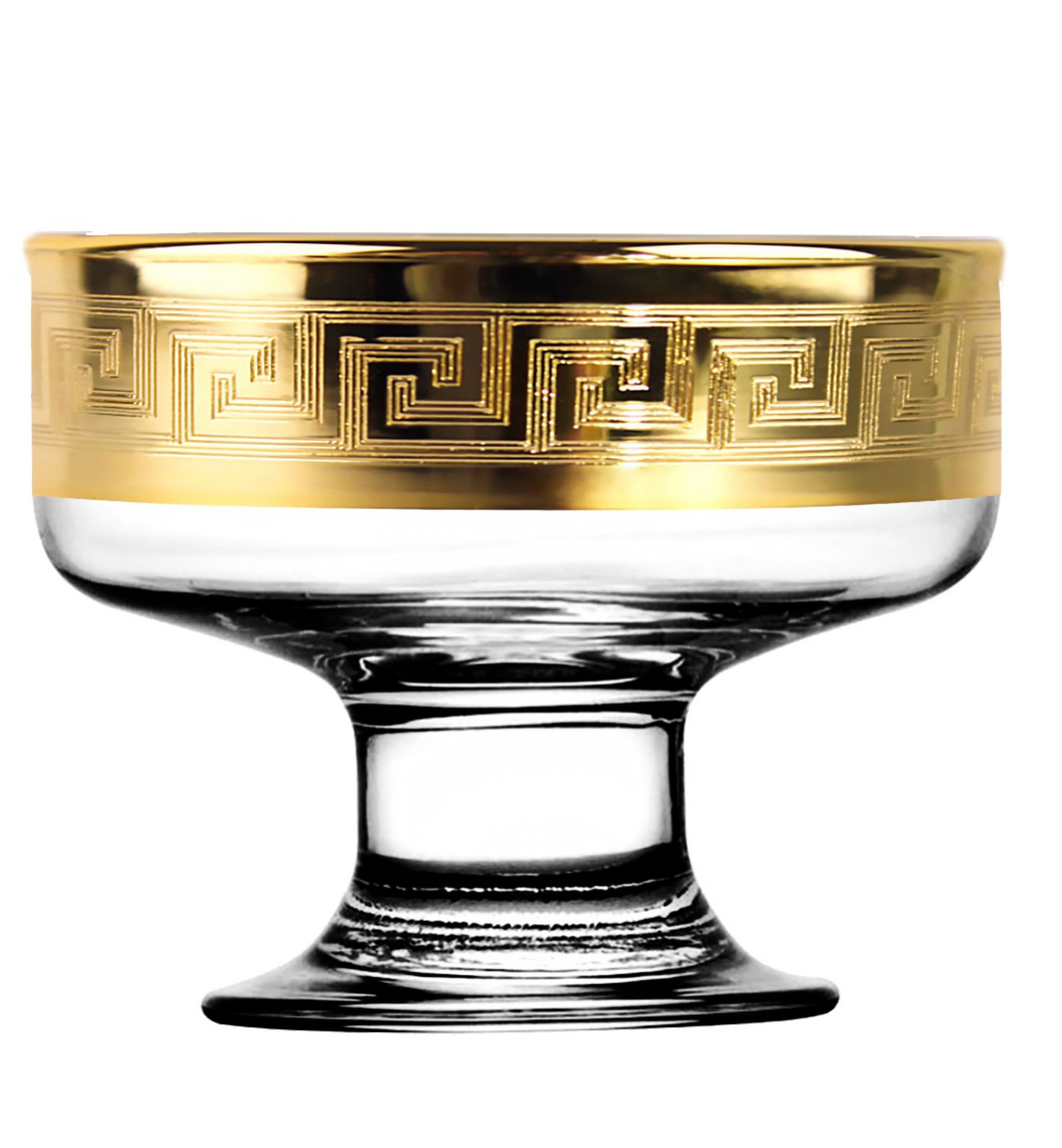 Hand Crafted Gold Decal Ice Cream Glasses for Home and Kitchen - Ideal Gift for Housewarming