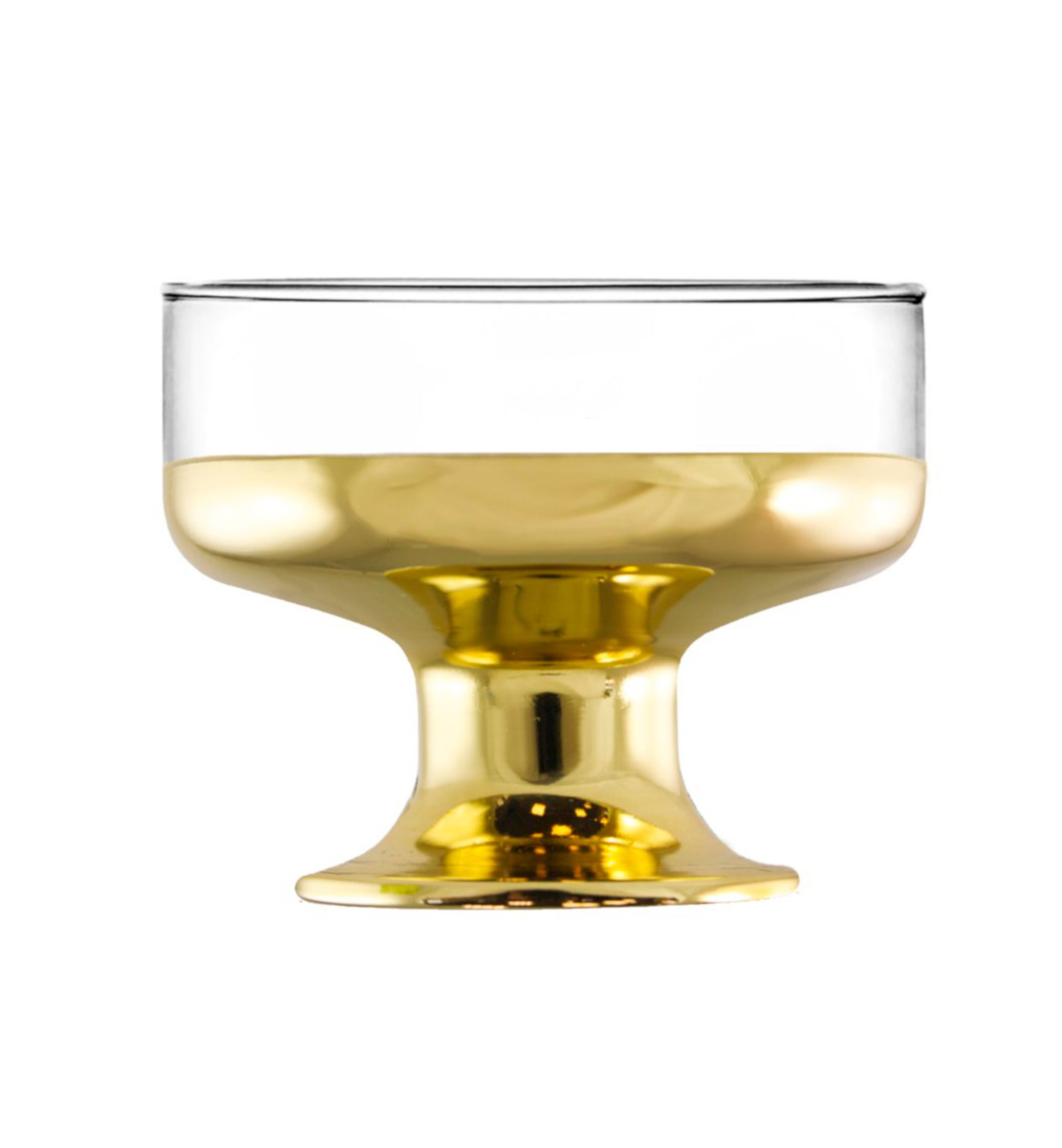 Hand Crafted Gold Bottom Ice Cream Glasses for Home and Kitchen - Ideal Gift for Housewarming