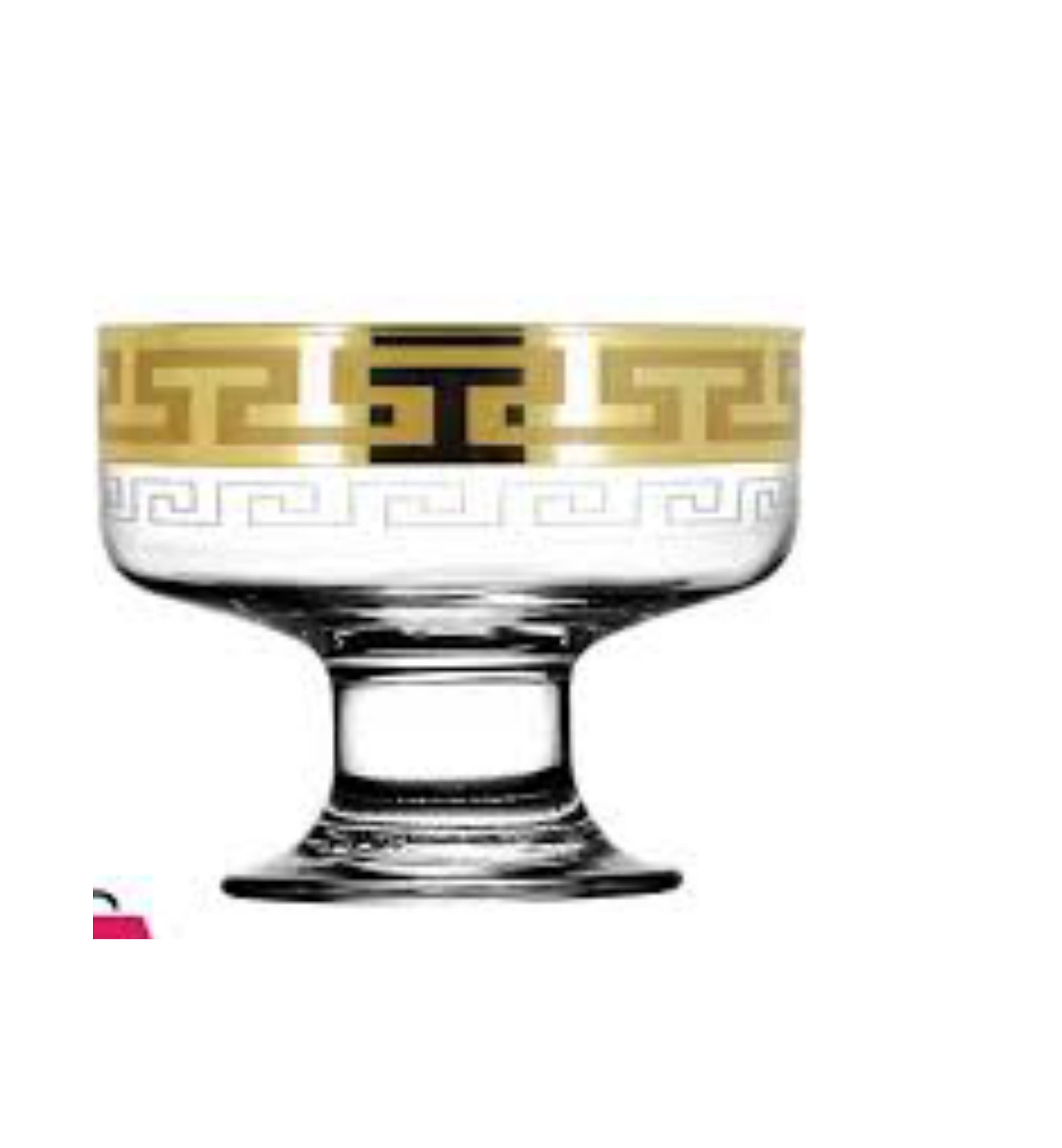Hand Crafted Gold Decal Ice Cream Glasses for Home and Kitchen - Ideal Gift for Housewarming