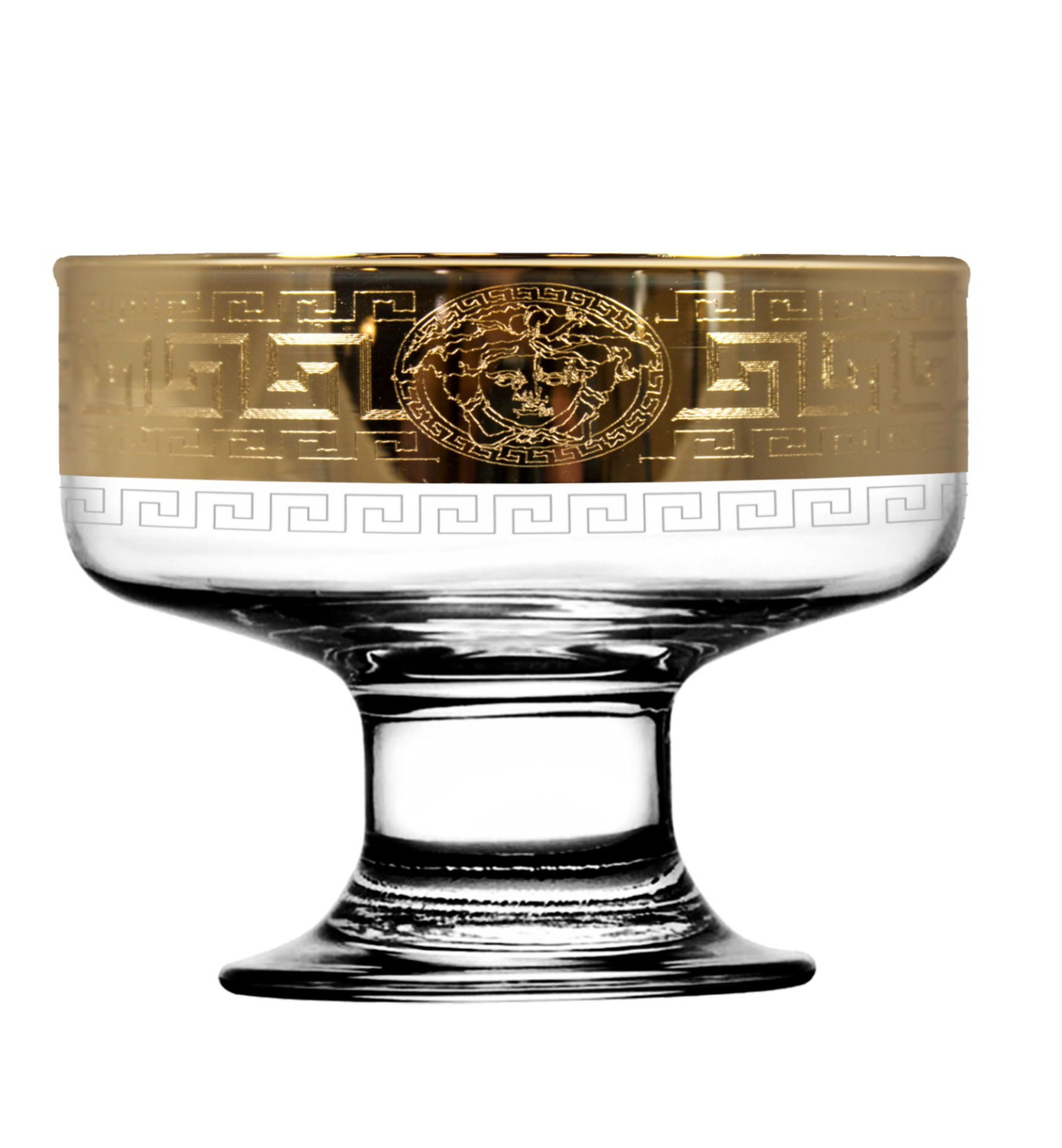 Hand Crafted Gold Decal Ice Cream Glasses for Home and Kitchen - Ideal Gift for Housewarming