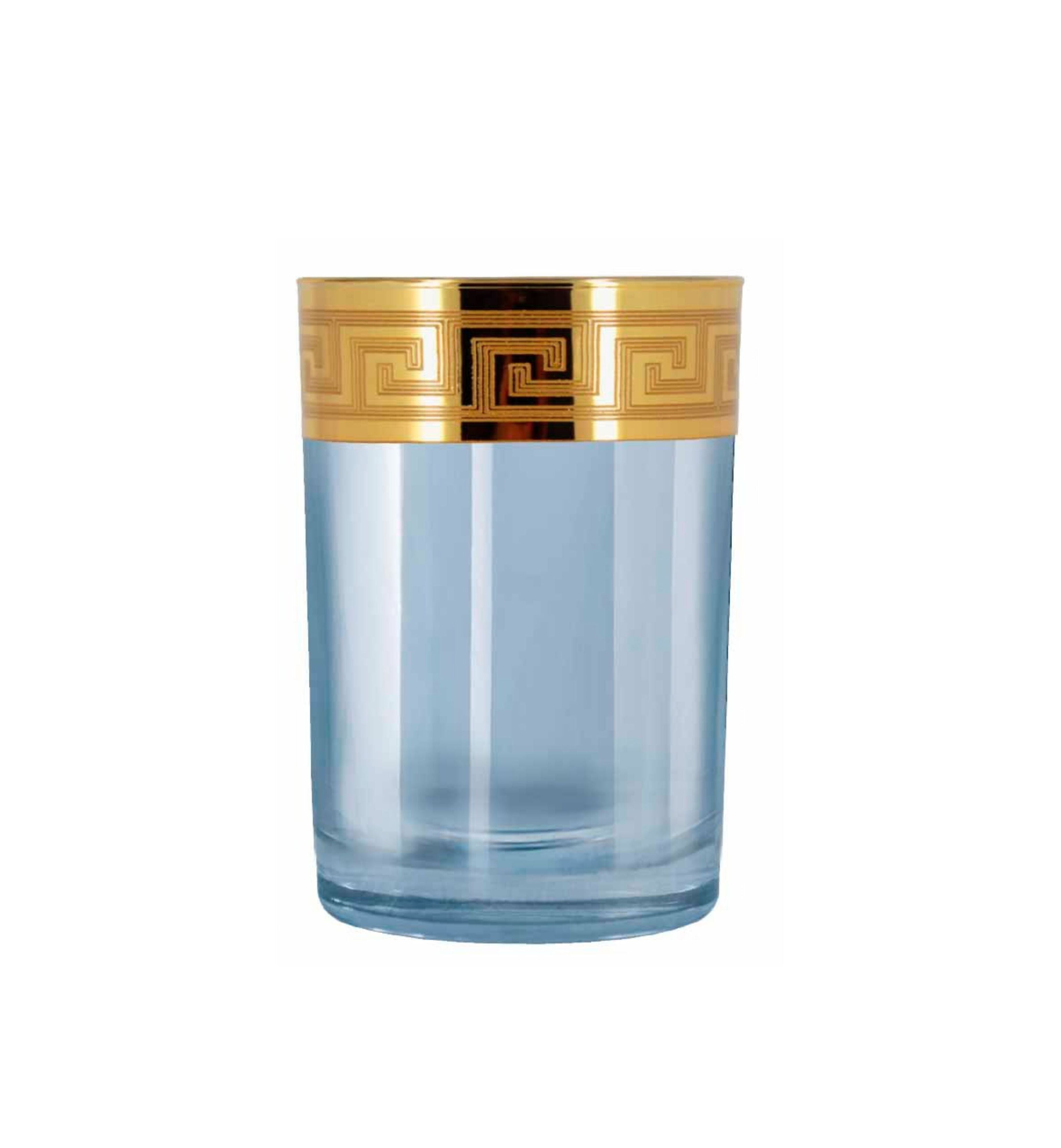 Hand Crafted Blue Luster & Gold Decal Shot Glasses for Home and Kitchen - Ideal Gift for Housewarming