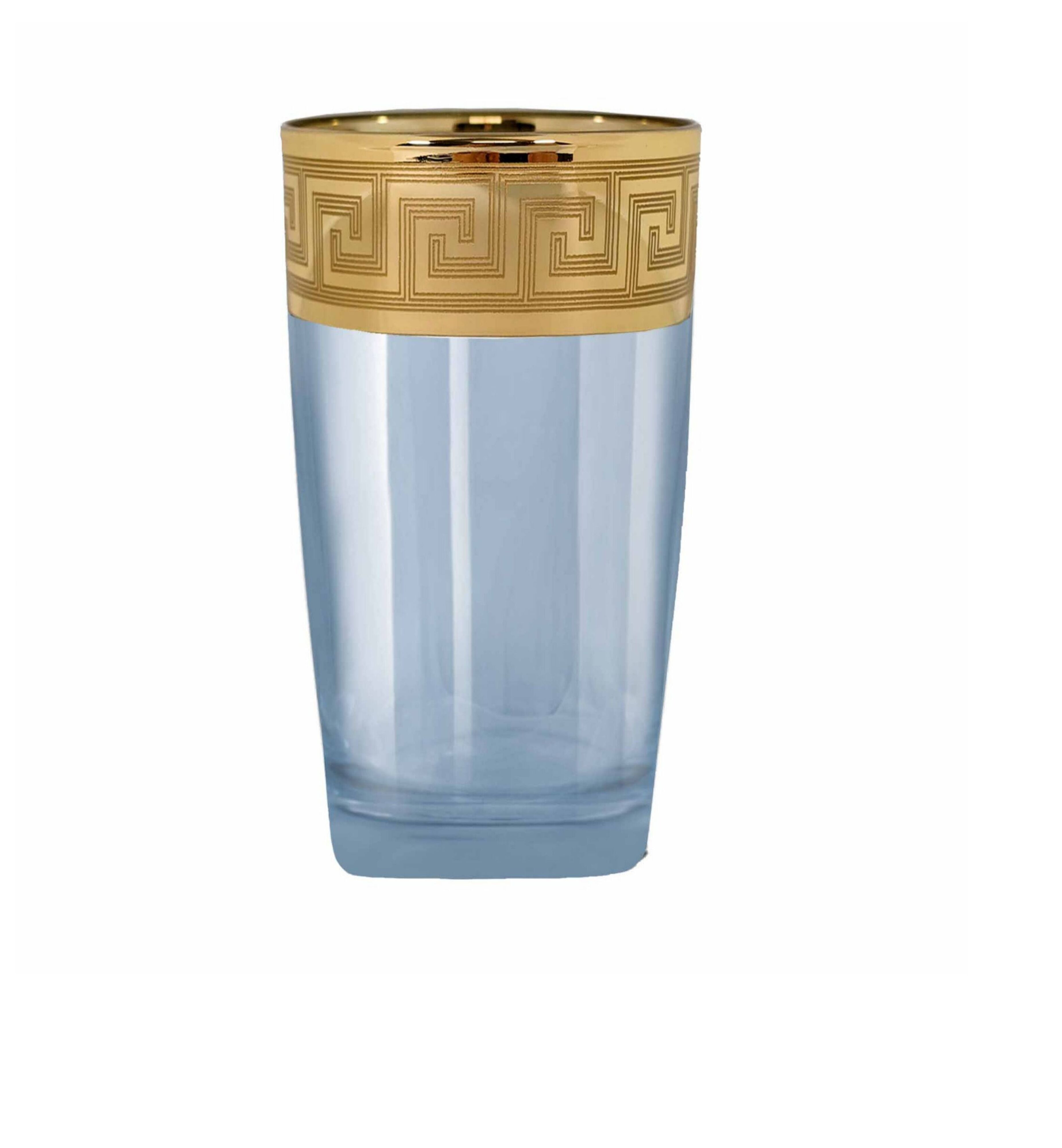 Hand Crafted Blue Luster & Gold Decal Shot Glasses for Home and Kitchen - Ideal Gift for Housewarming