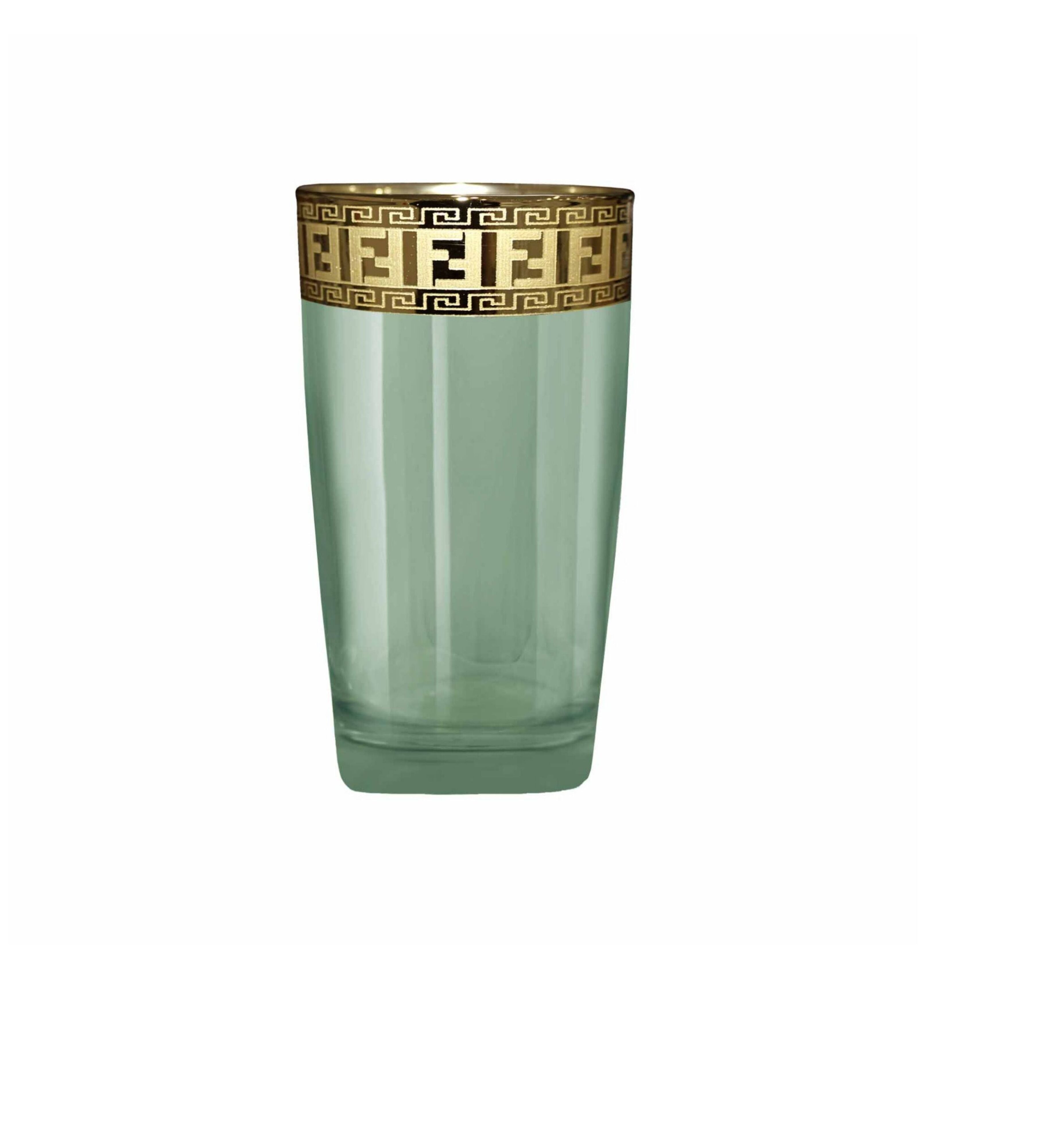 Hand Crafted Green Luster & Gold Decal Shot Glasses for Home and Kitchen - Ideal Gift for Housewarming