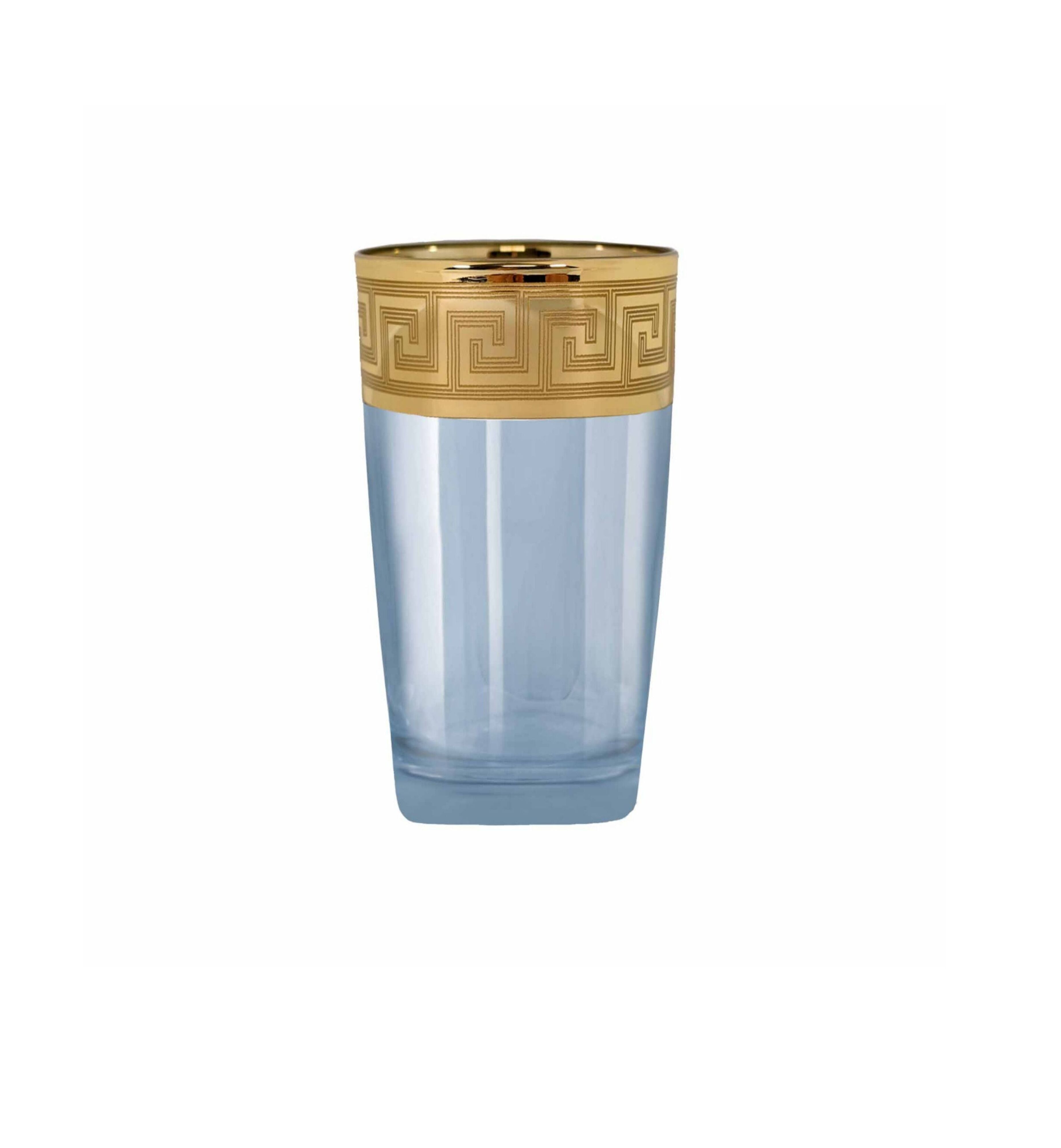 Hand Crafted Blue Luster & Gold Decal Shot Glasses for Home and Kitchen - Ideal Gift for Housewarming